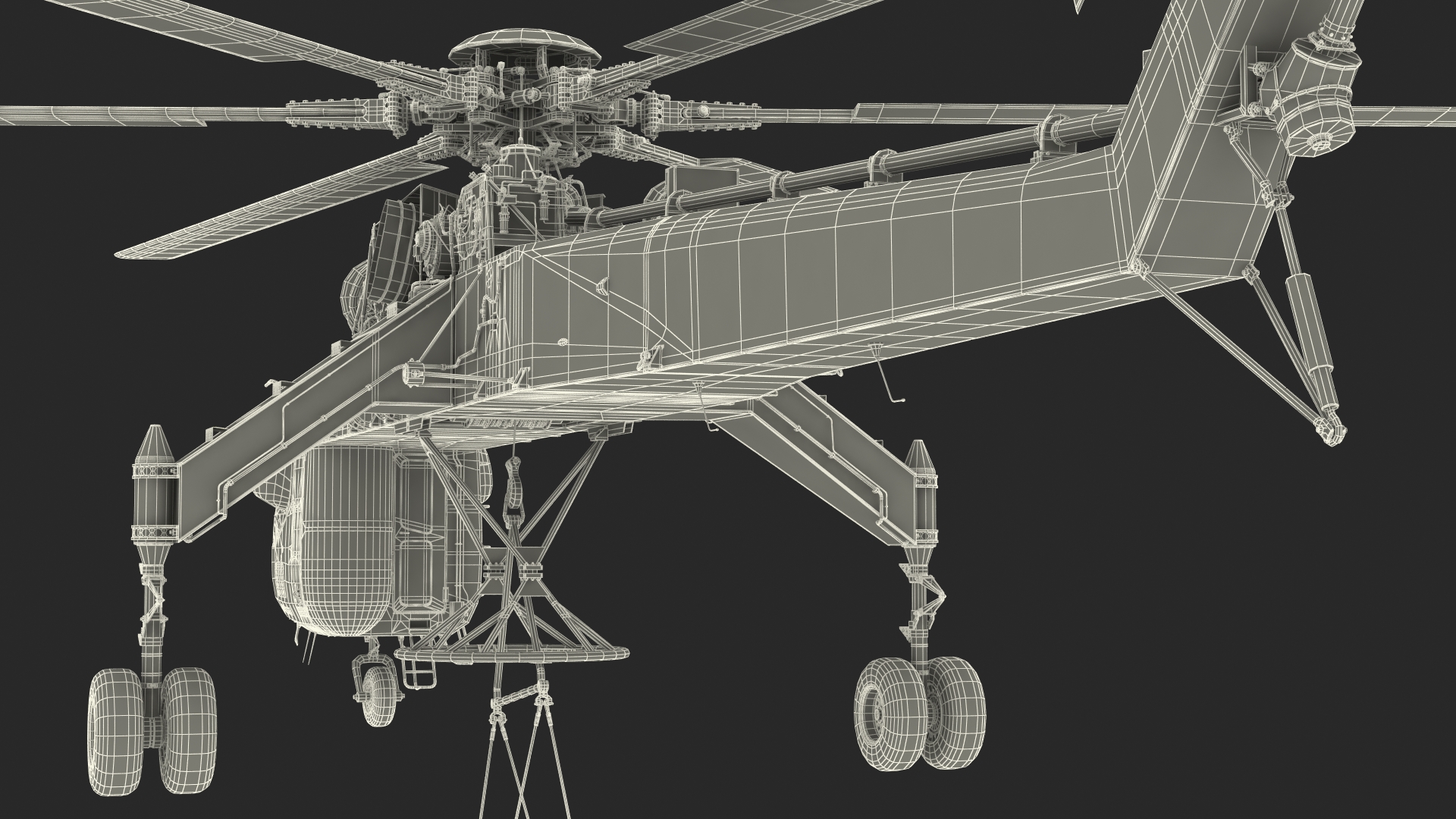 3D Heavy-Lift Sikorsky S-64 Skycrane Helicopter Rigged