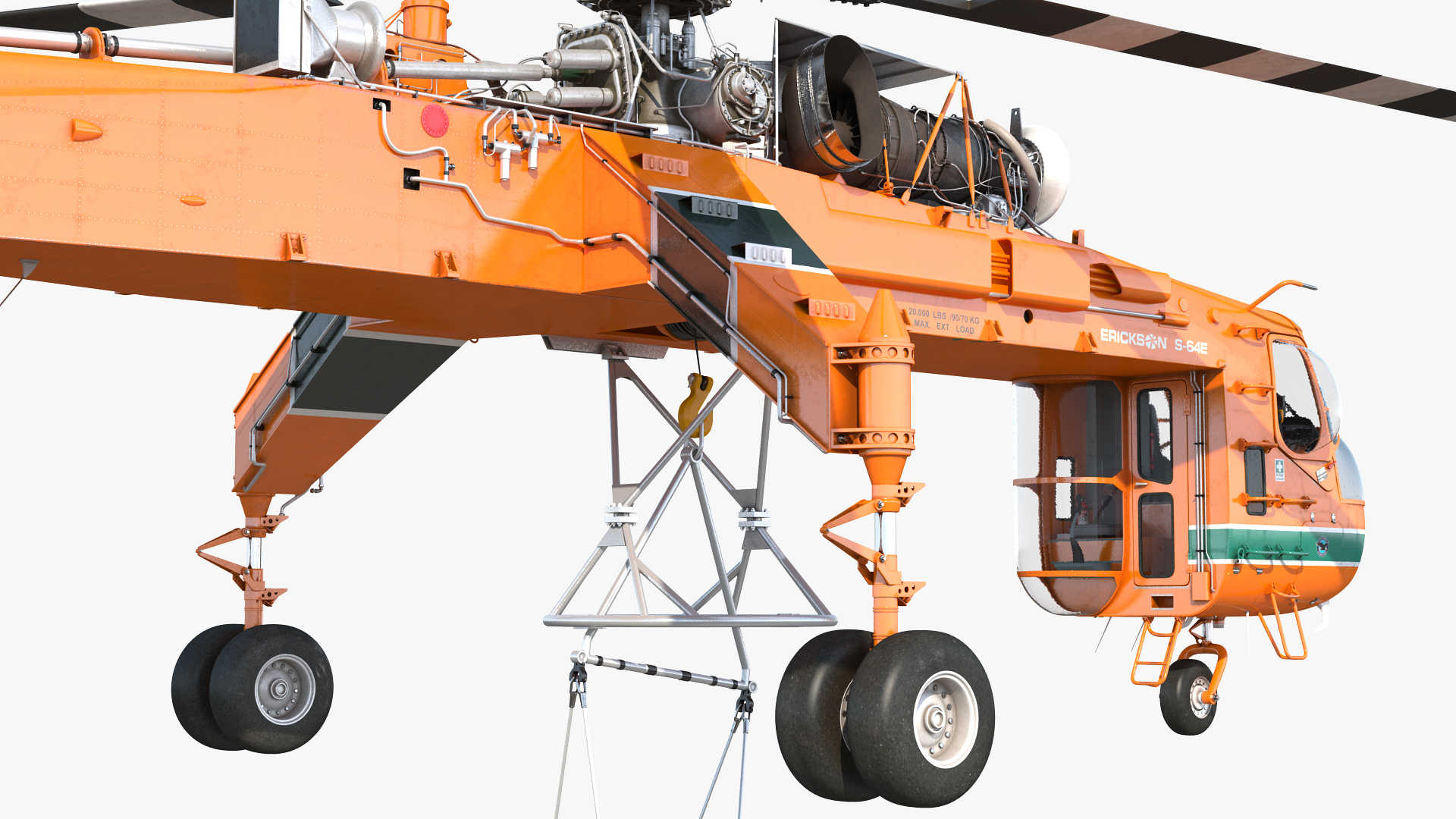 3D Heavy-Lift Sikorsky S-64 Skycrane Helicopter Rigged