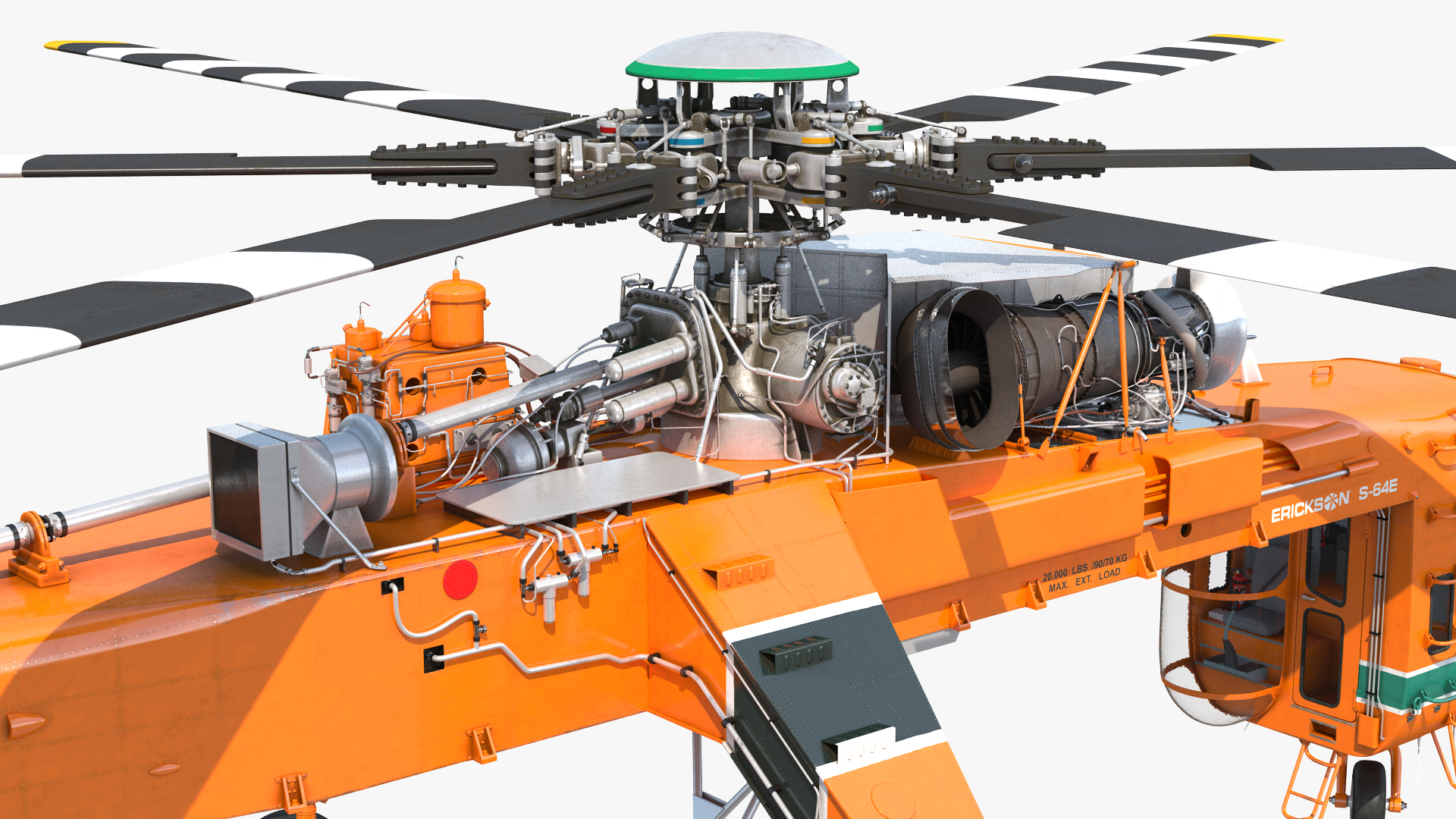 3D Heavy-Lift Sikorsky S-64 Skycrane Helicopter Rigged