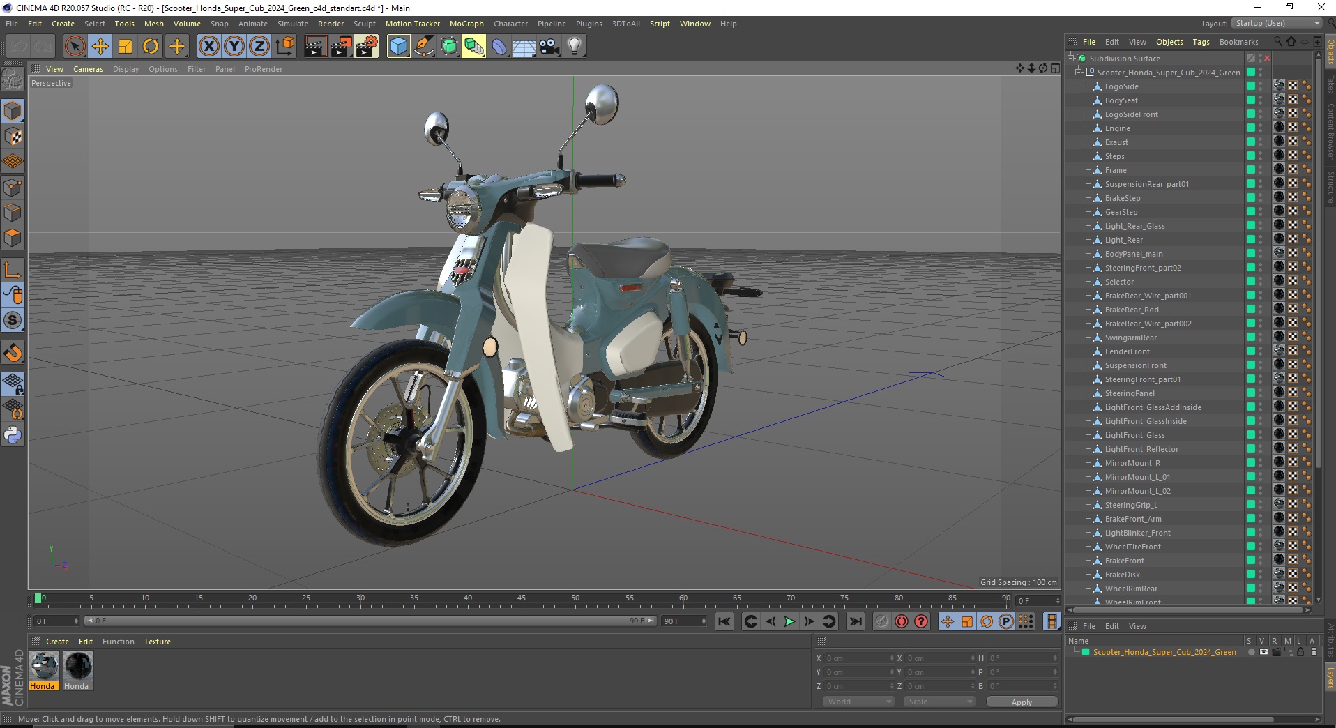 Scooter Honda Super Cub 2024 Green 3D model