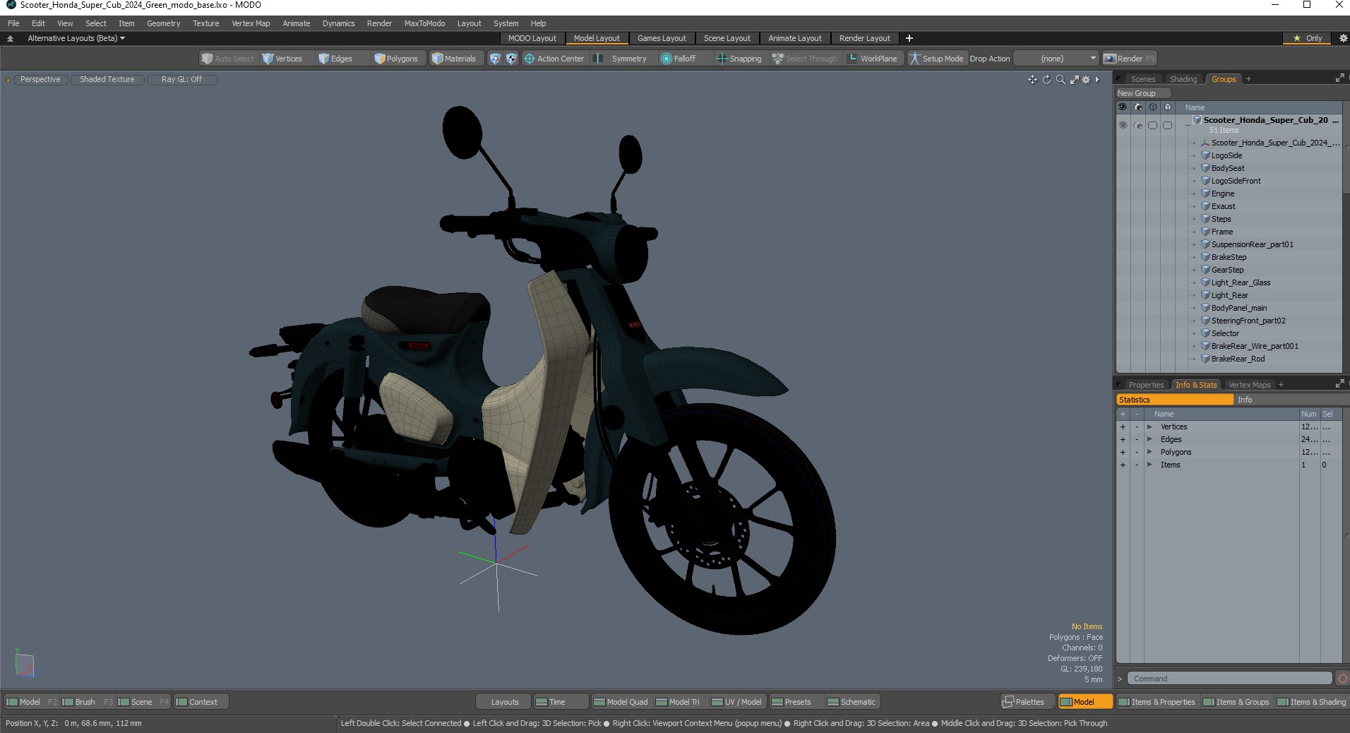 Scooter Honda Super Cub 2024 Green 3D model