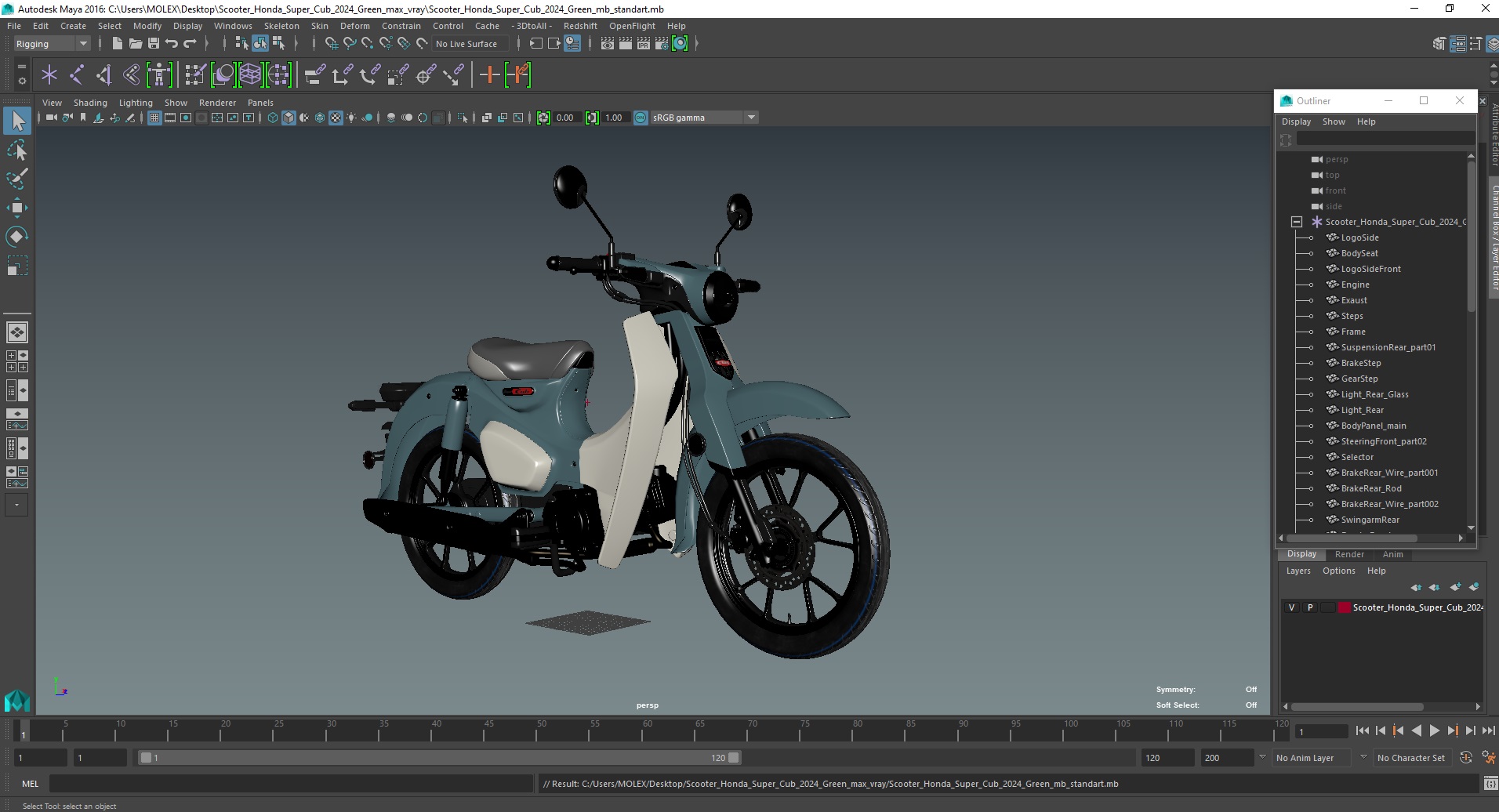 Scooter Honda Super Cub 2024 Green 3D model