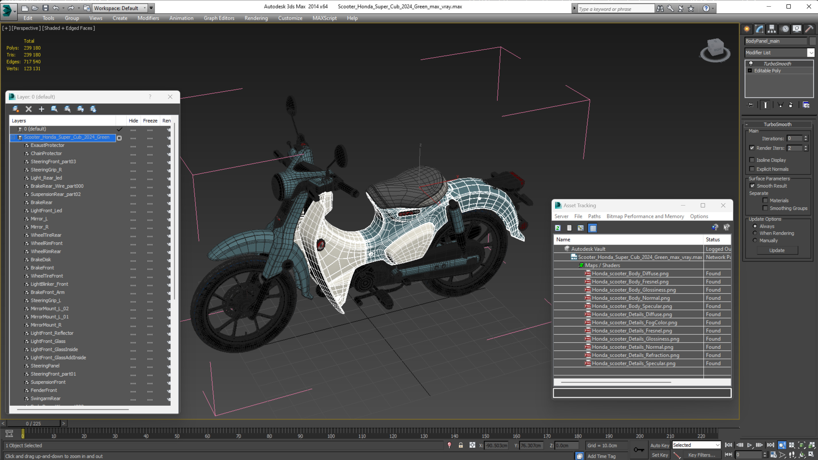 Scooter Honda Super Cub 2024 Green 3D model