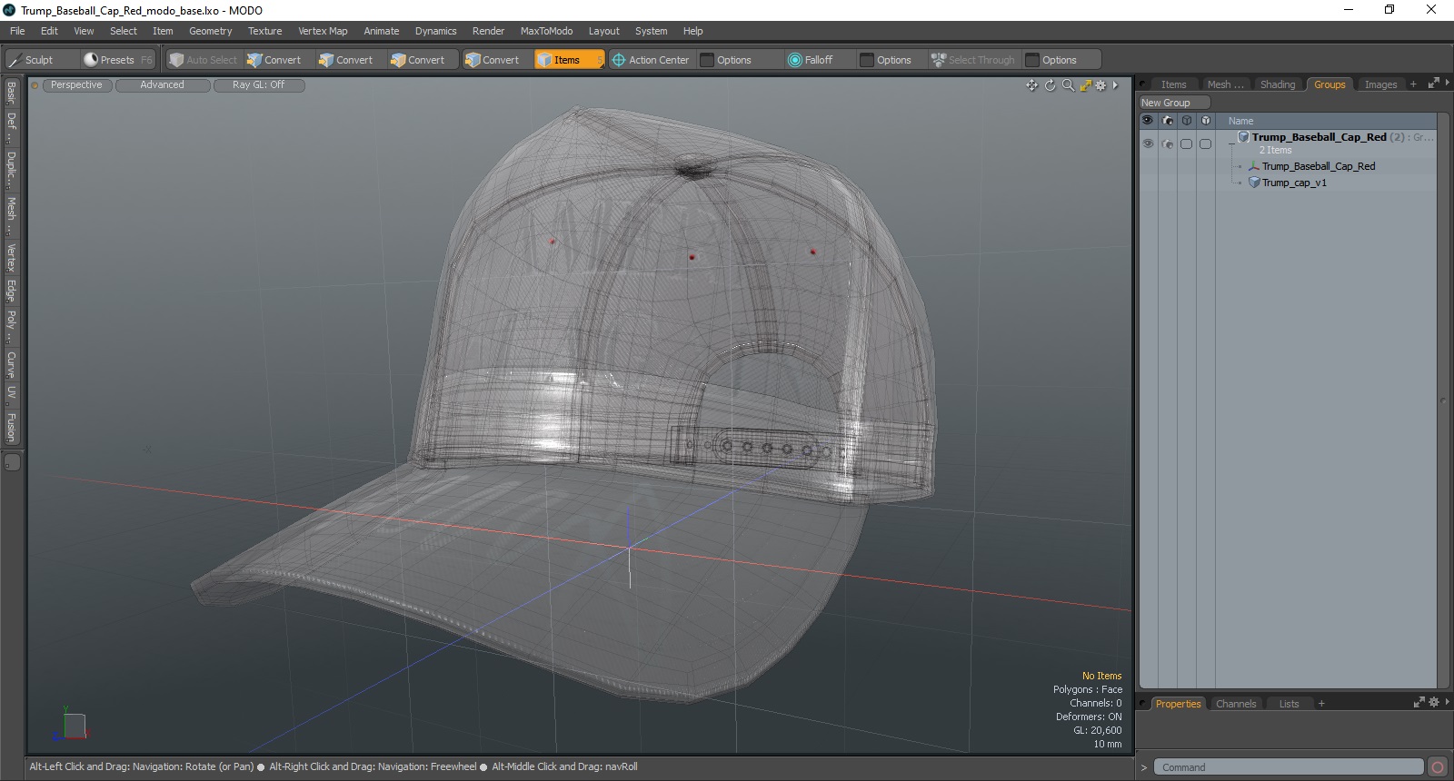 Trump Baseball Cap Red 3D