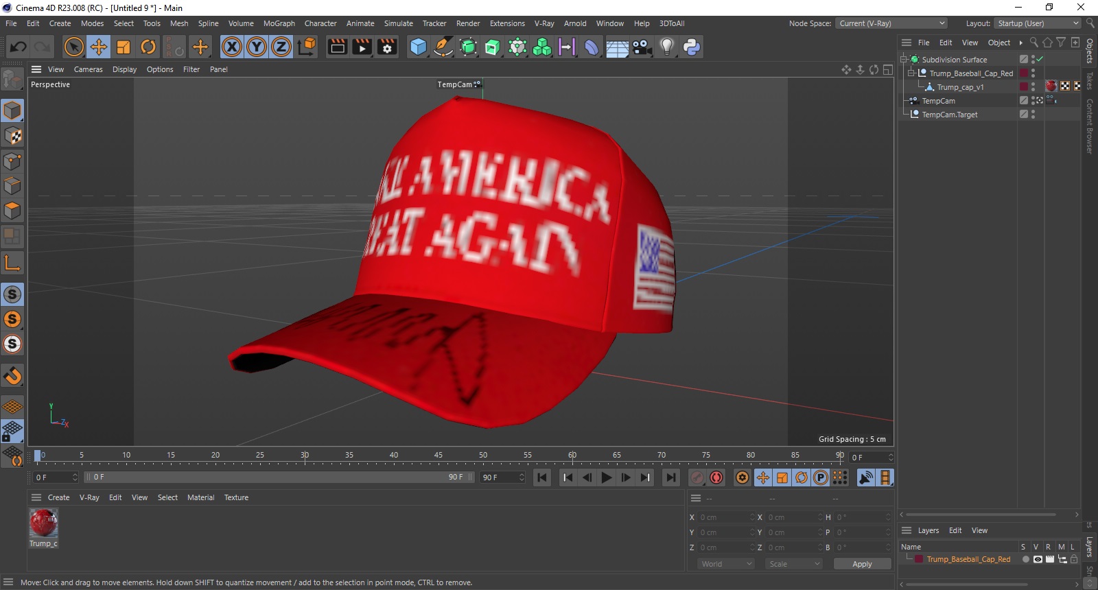 Trump Baseball Cap Red 3D