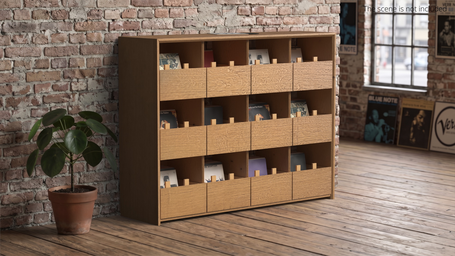 Vinyl Record Organizer Cabinet With Compartments - view 3