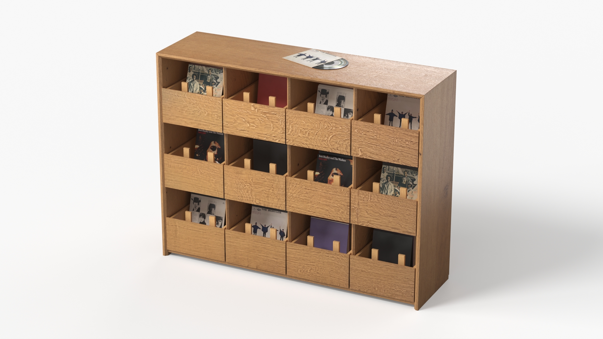 Vinyl Record Organizer Cabinet With Compartments - view 4