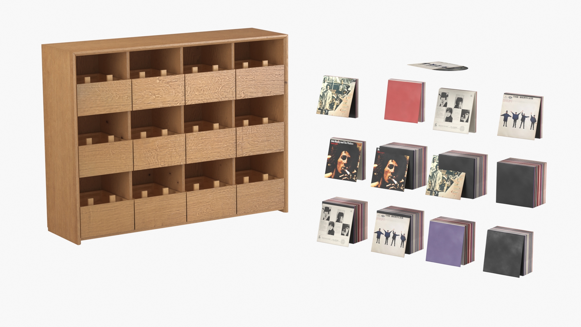 Vinyl Record Organizer Cabinet With Compartments - view 7