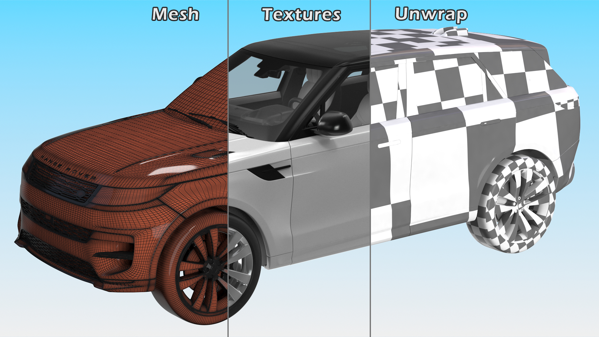 SUV Range Rover Sport 2023 Grey Simple Interior 3D