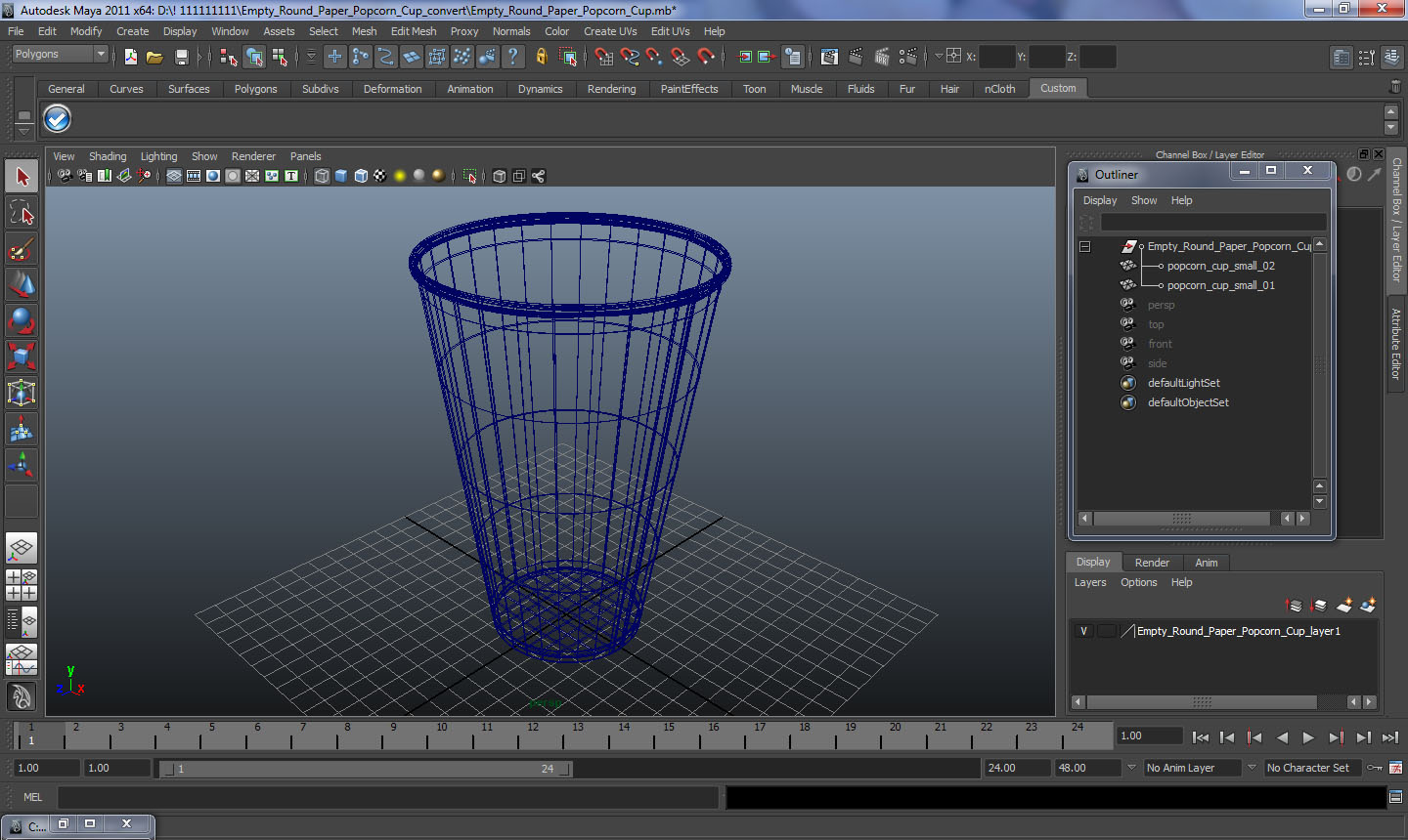 Empty Round Paper Popcorn Cup 3D model