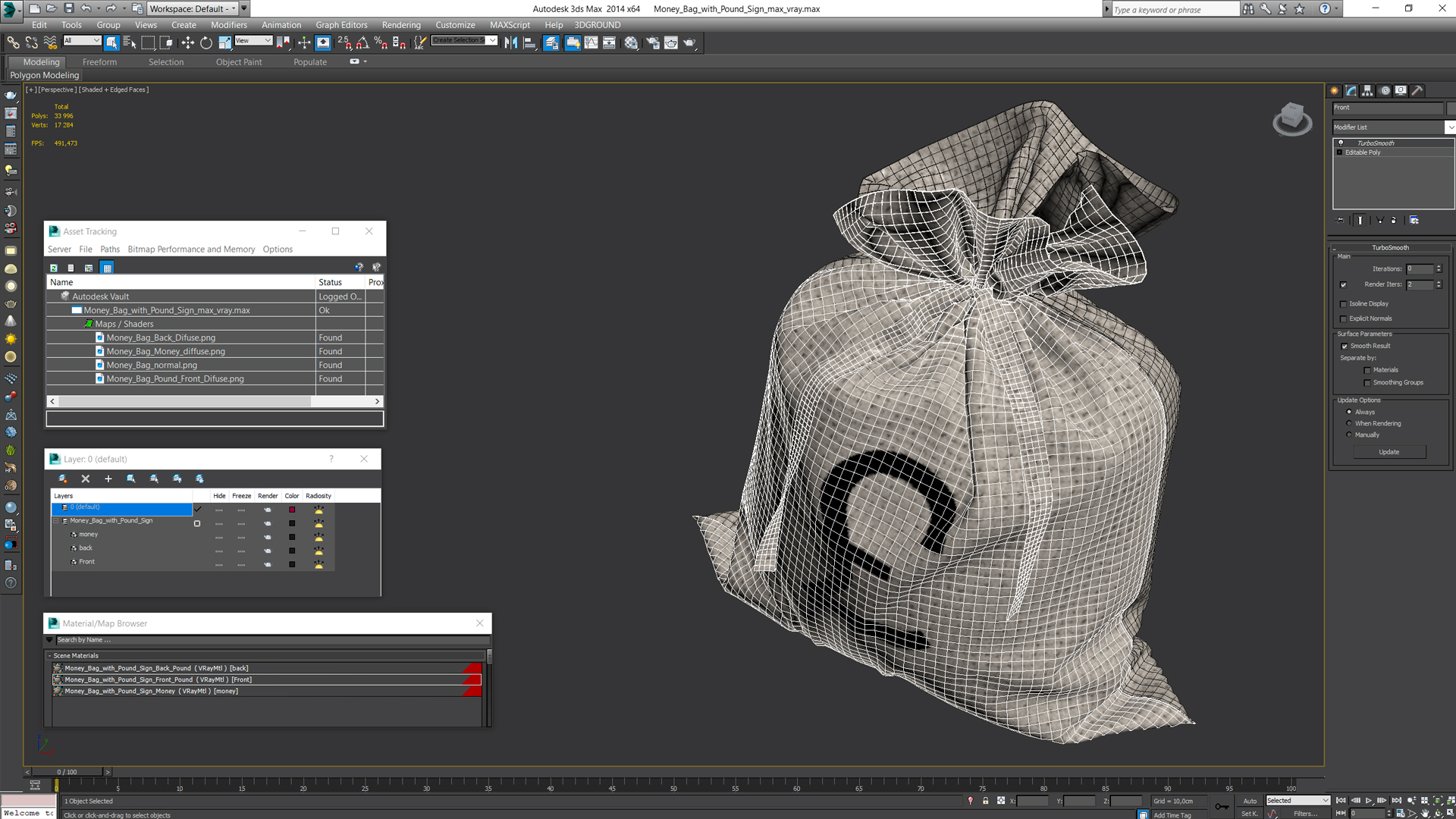 3D model Money Bag with Pound Sign