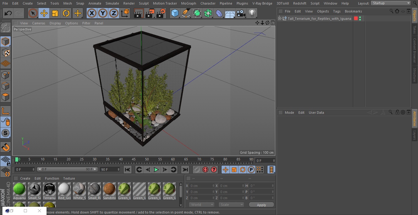 Tall Terrarium for Reptiles with Iguana 3D model