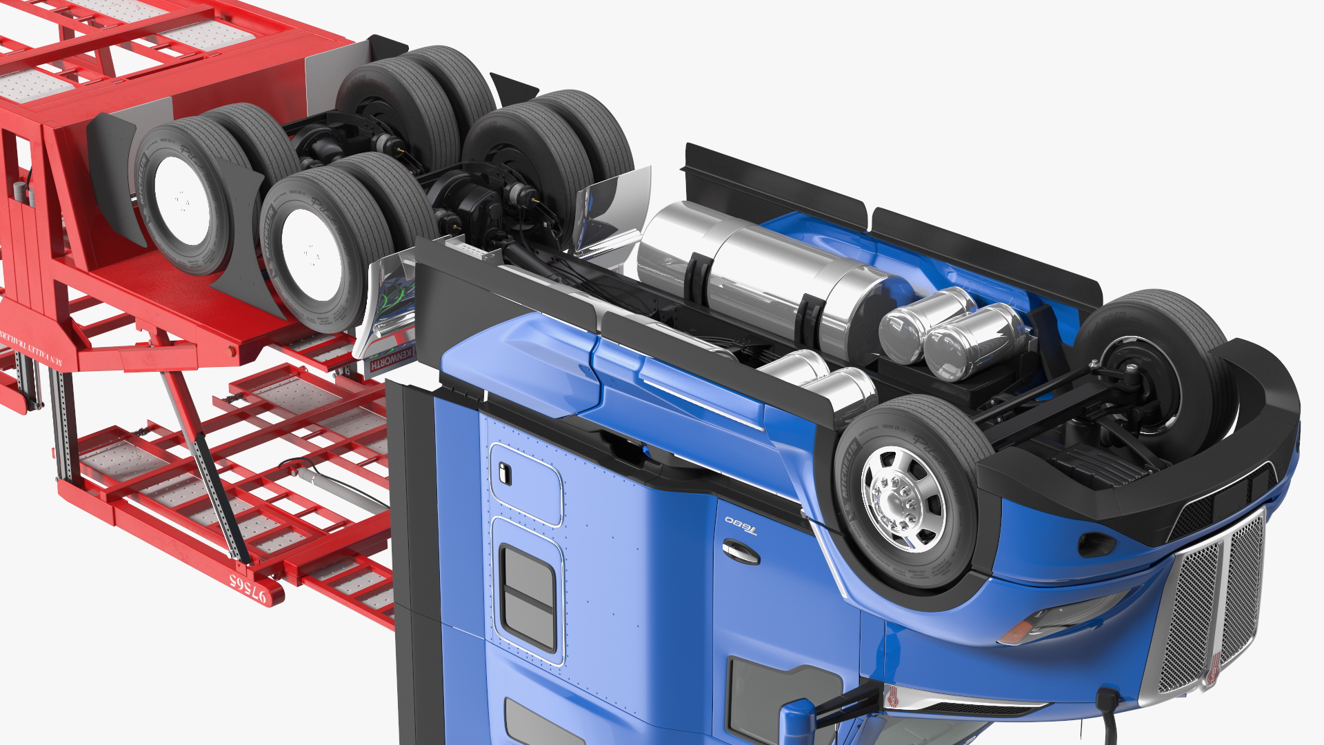 Kenworth Truck with Sun Valley Car Carrier Rigged 3D model