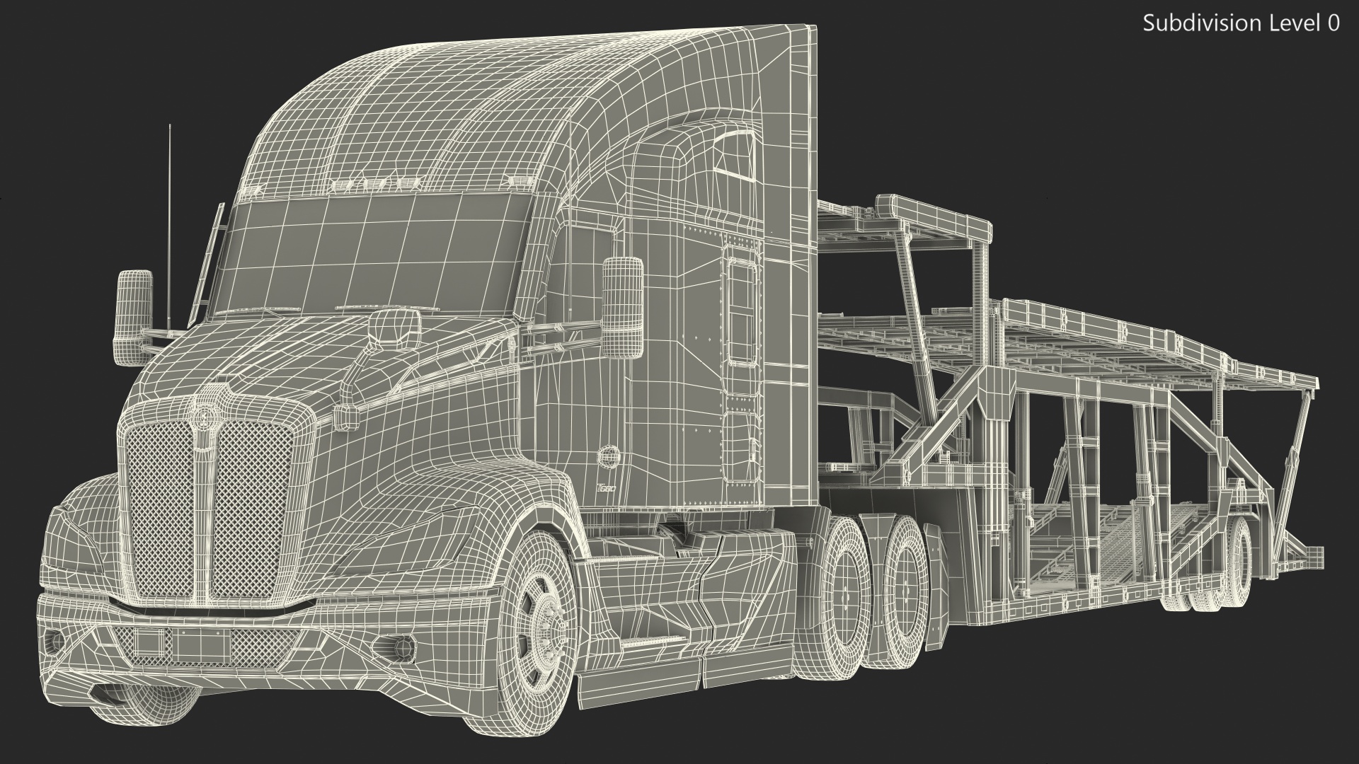 Kenworth Truck with Sun Valley Car Carrier Rigged 3D model