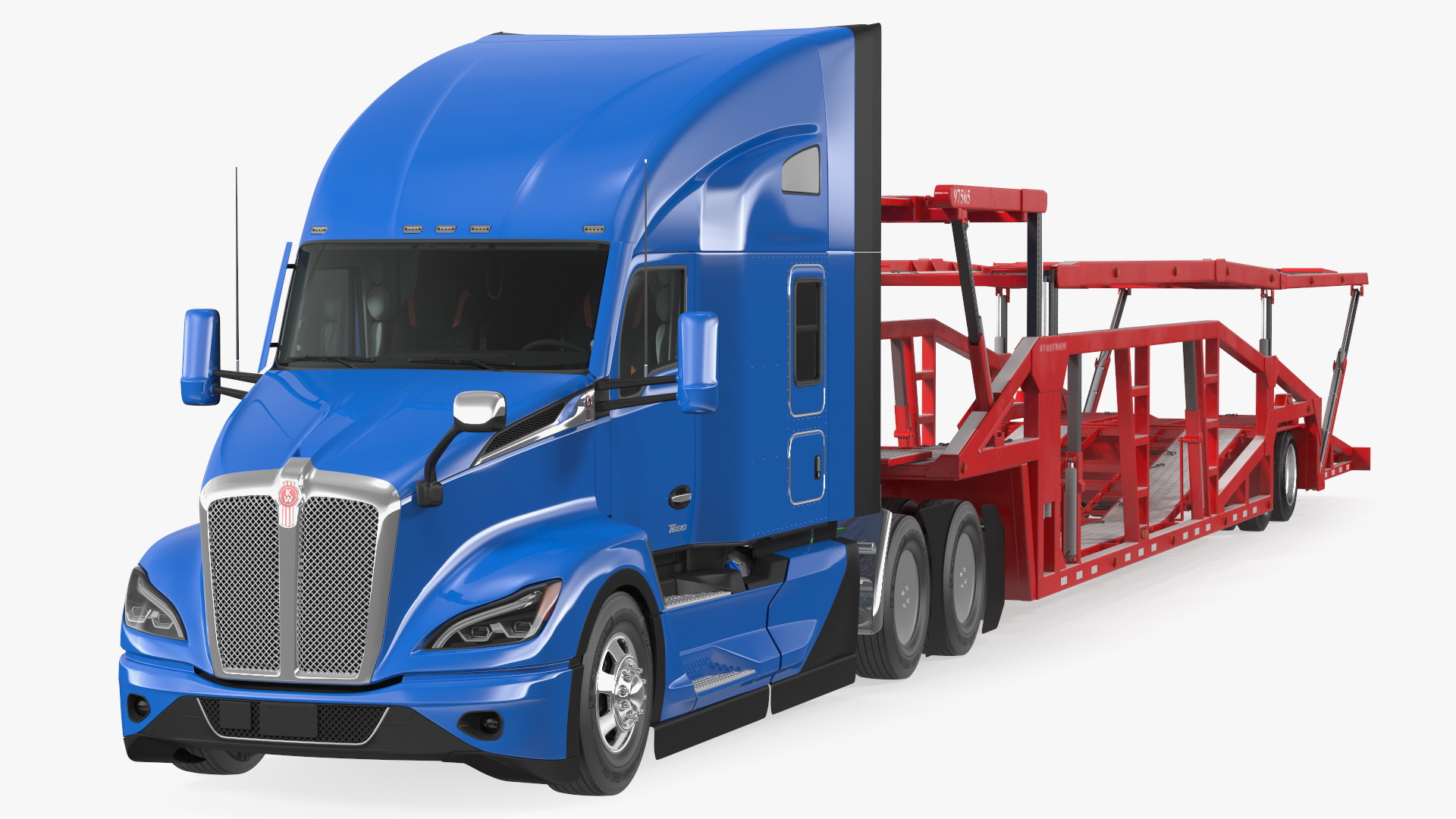 Kenworth Truck with Sun Valley Car Carrier Rigged 3D model