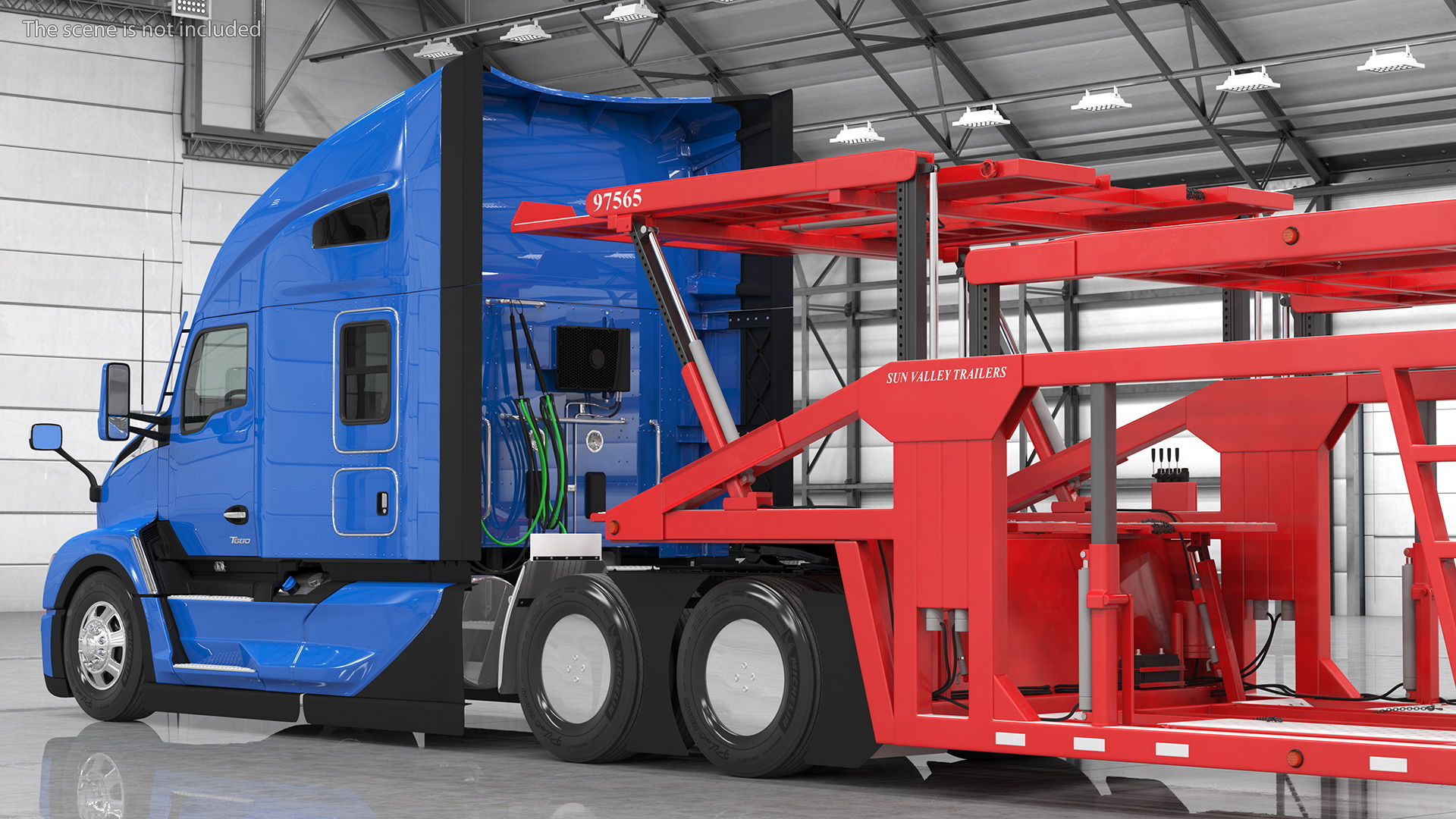 Kenworth Truck with Sun Valley Car Carrier Rigged 3D model
