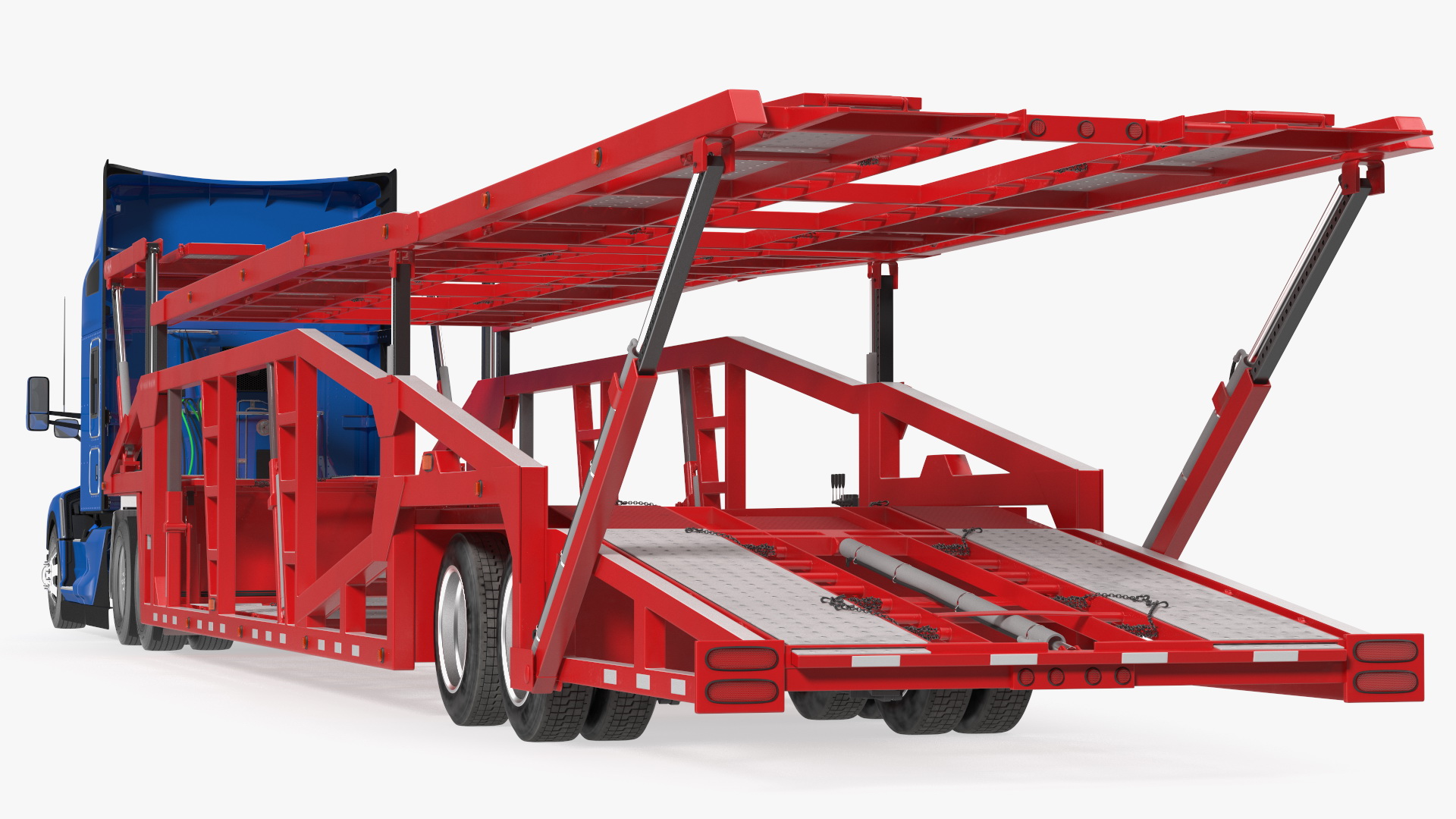 Kenworth Truck with Sun Valley Car Carrier Rigged 3D model