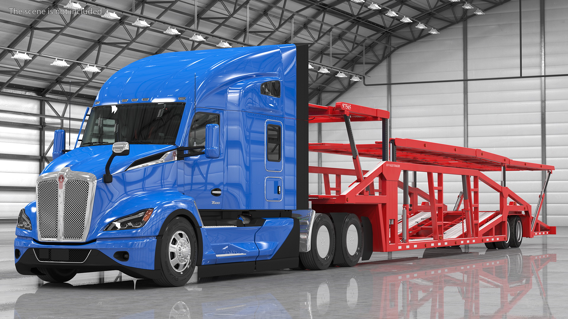 Kenworth Truck with Sun Valley Car Carrier Rigged 3D model