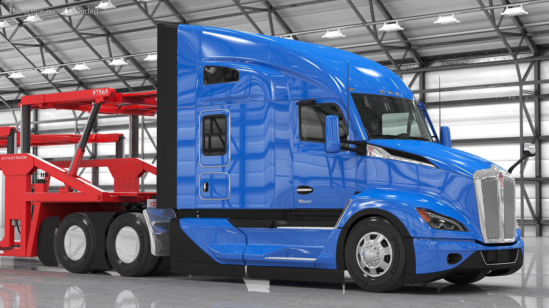 Kenworth Truck with Sun Valley Car Carrier Rigged 3D model