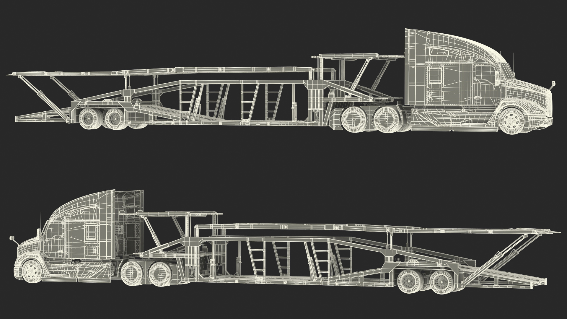 Kenworth Truck with Sun Valley Car Carrier Rigged 3D model