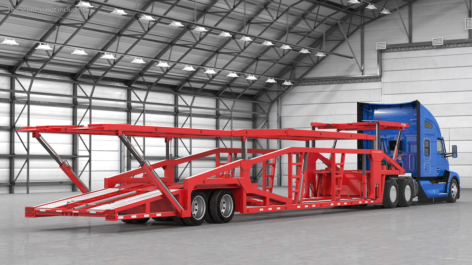 Kenworth Truck with Sun Valley Car Carrier Rigged 3D model