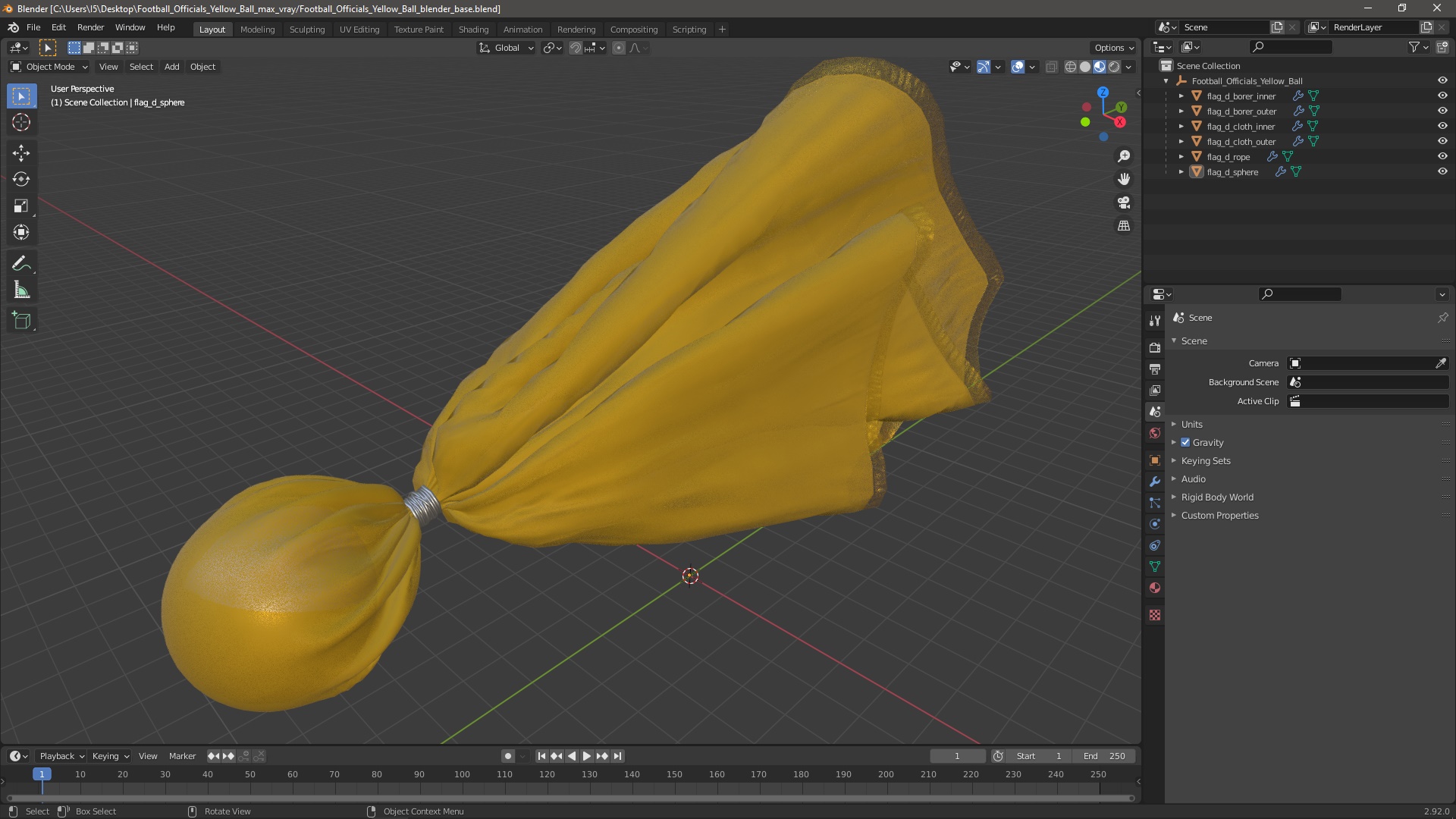 3D model Football Officials Yellow Ball