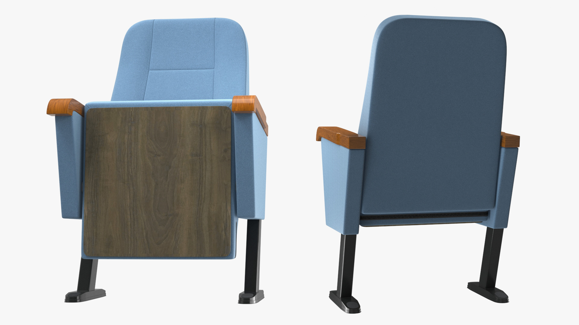 Folding Auditorium Chair Blue 3D model