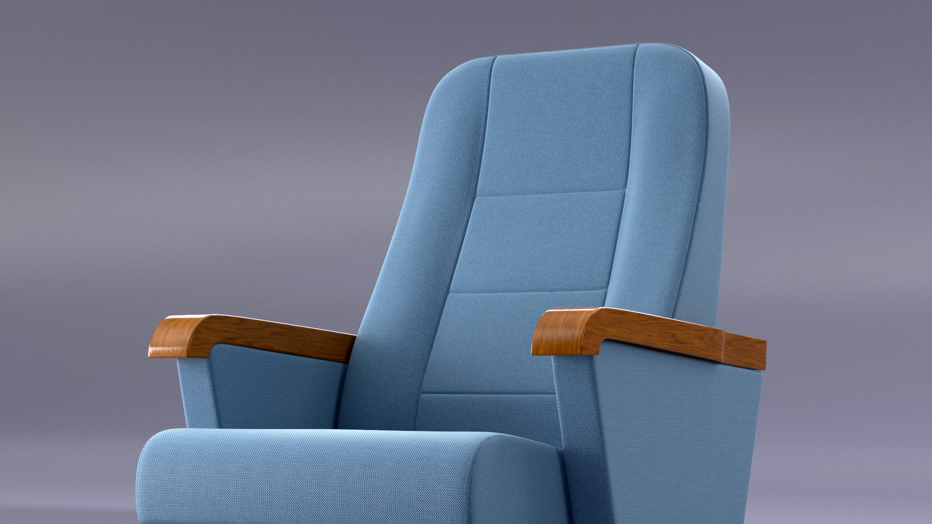 Folding Auditorium Chair Blue 3D model