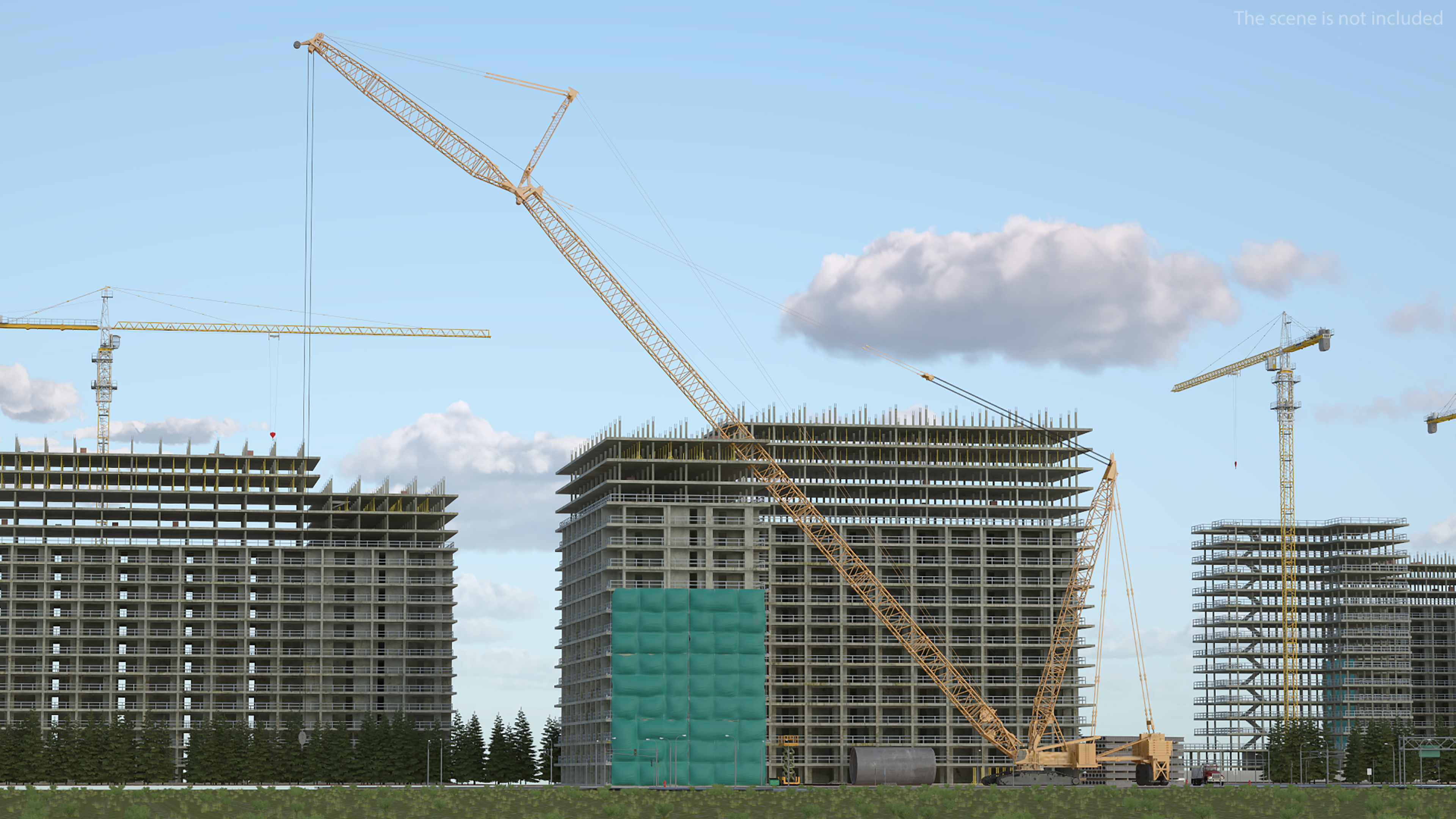 3D Crawler Crane with Lattice Boom for Construction model