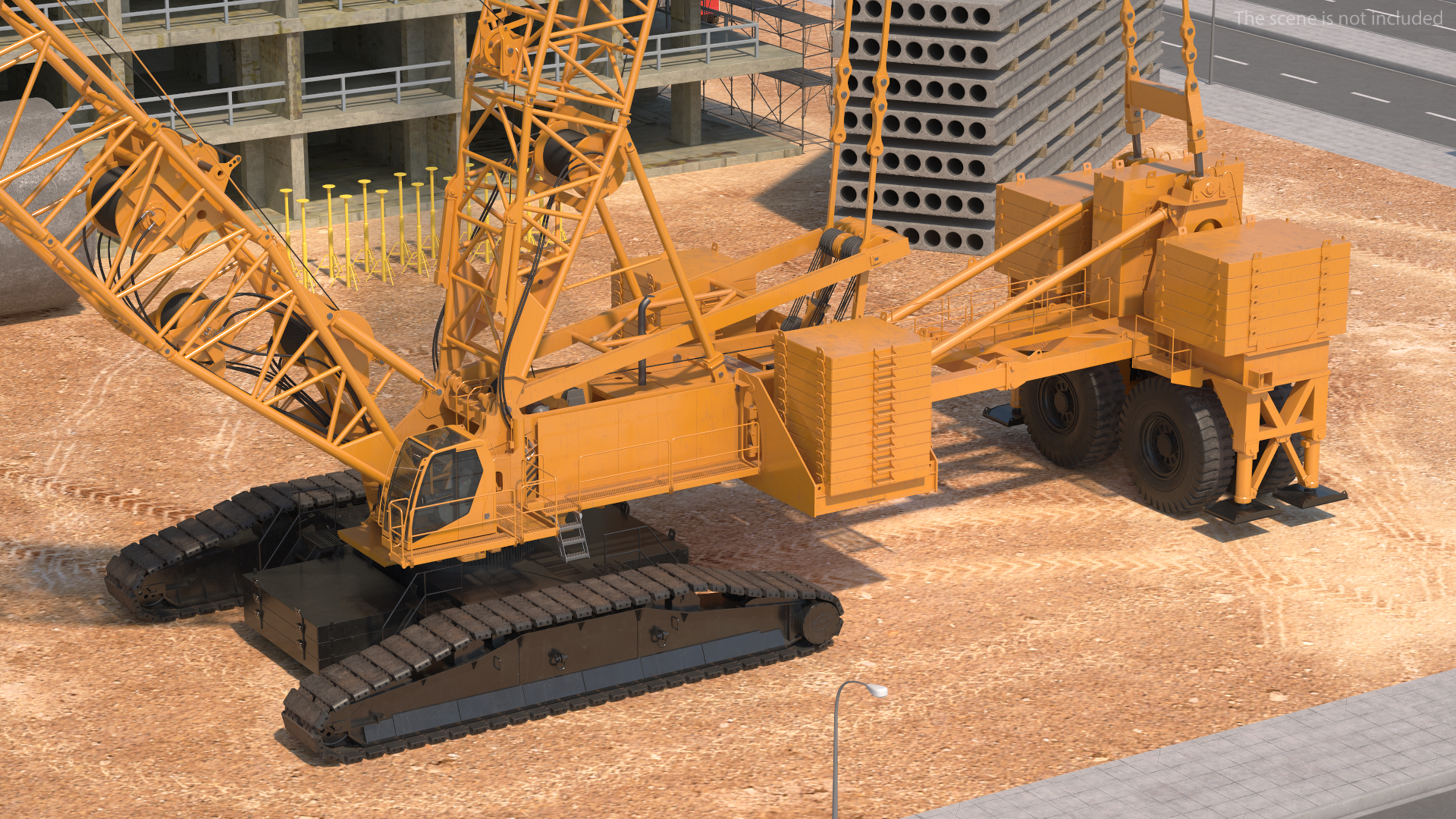 3D Crawler Crane with Lattice Boom for Construction model