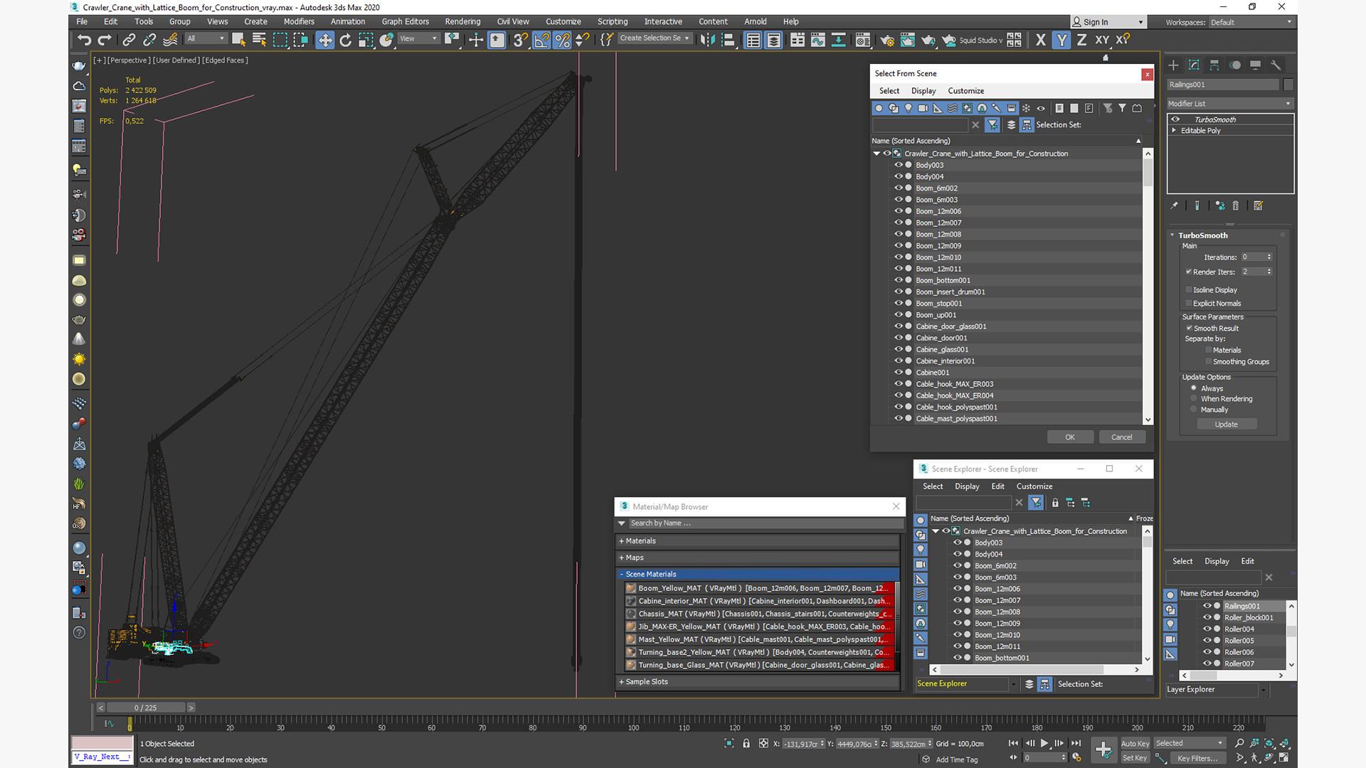 3D Crawler Crane with Lattice Boom for Construction model