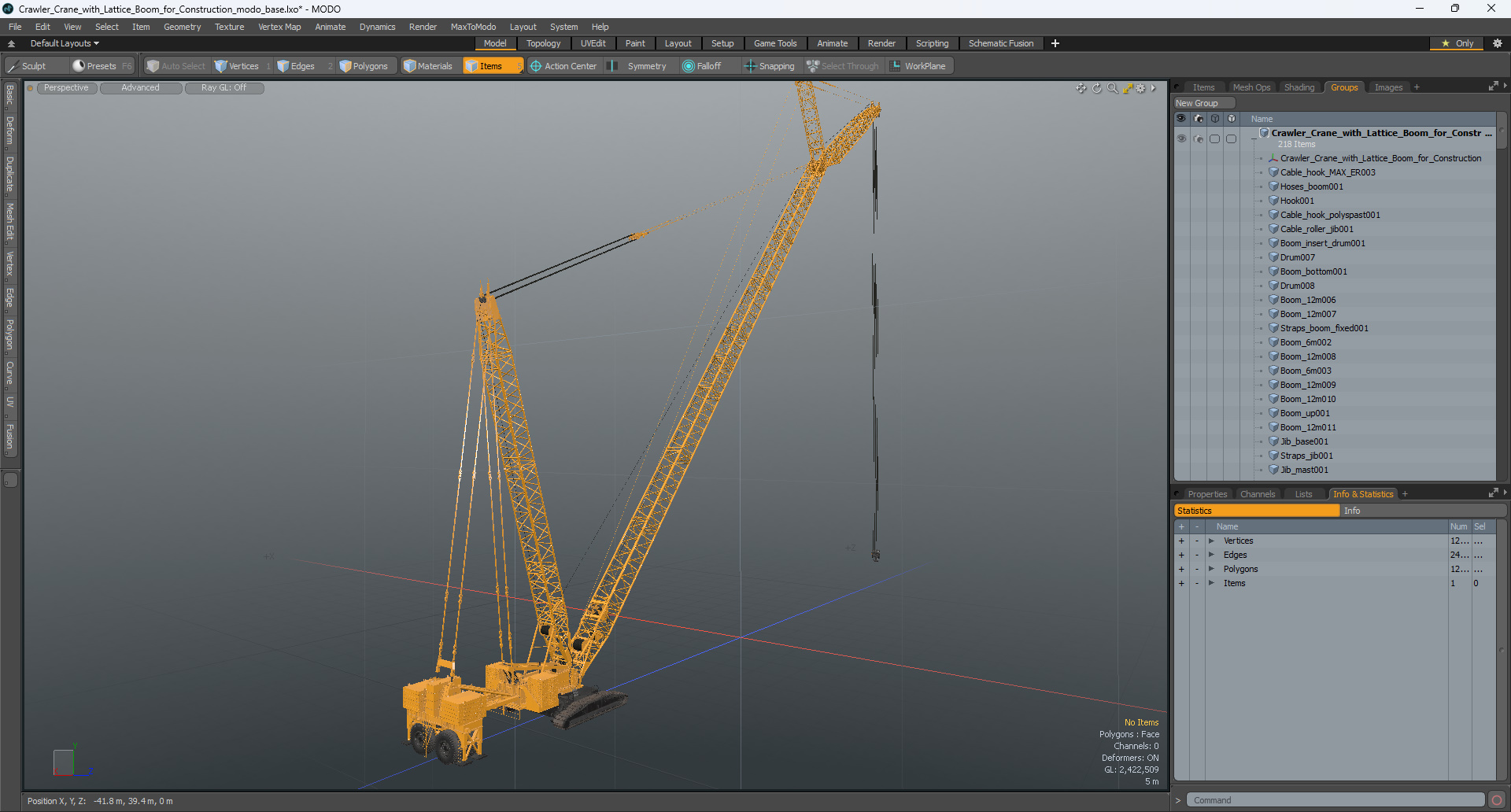 3D Crawler Crane with Lattice Boom for Construction model