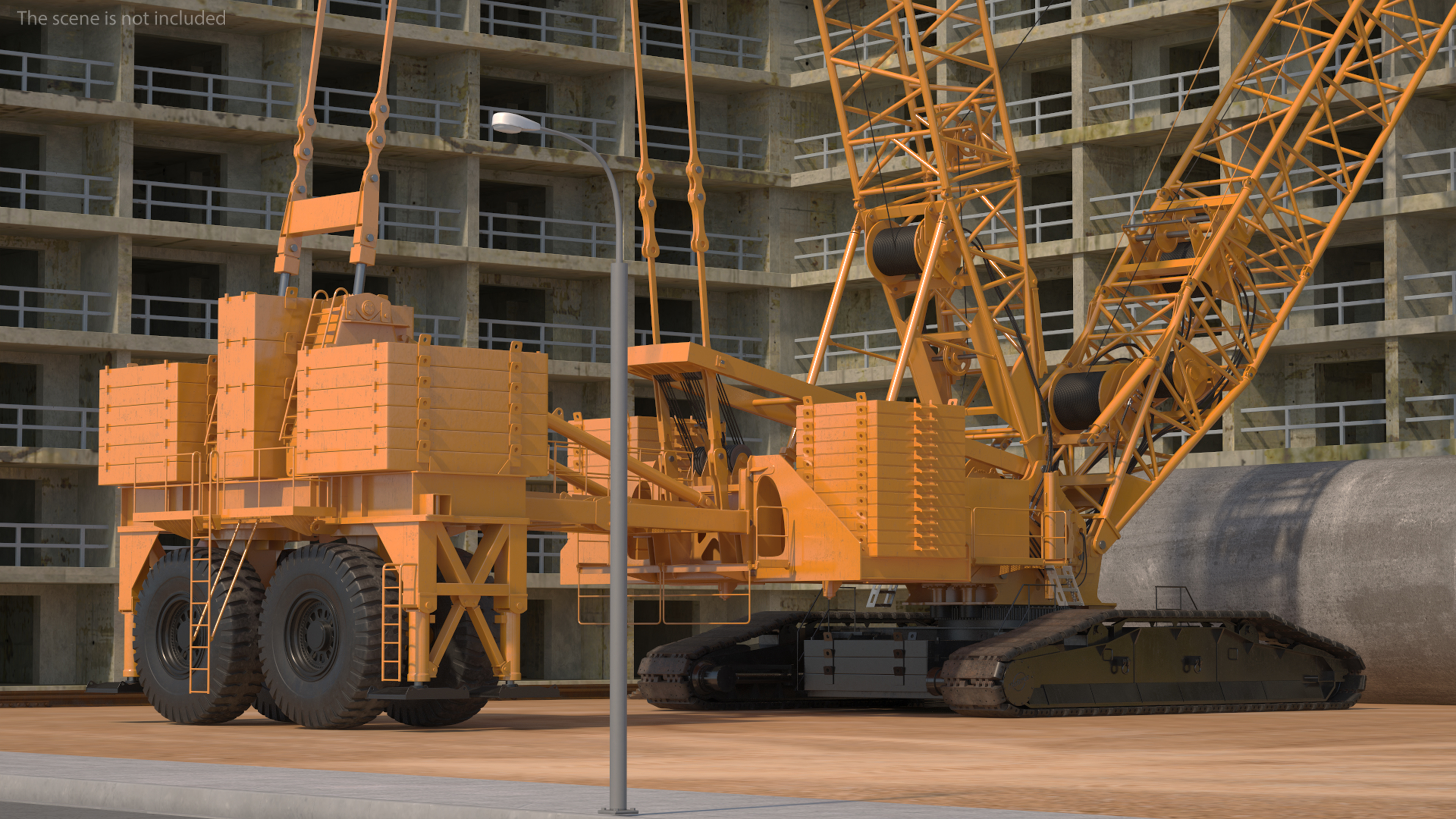 3D Crawler Crane with Lattice Boom for Construction model