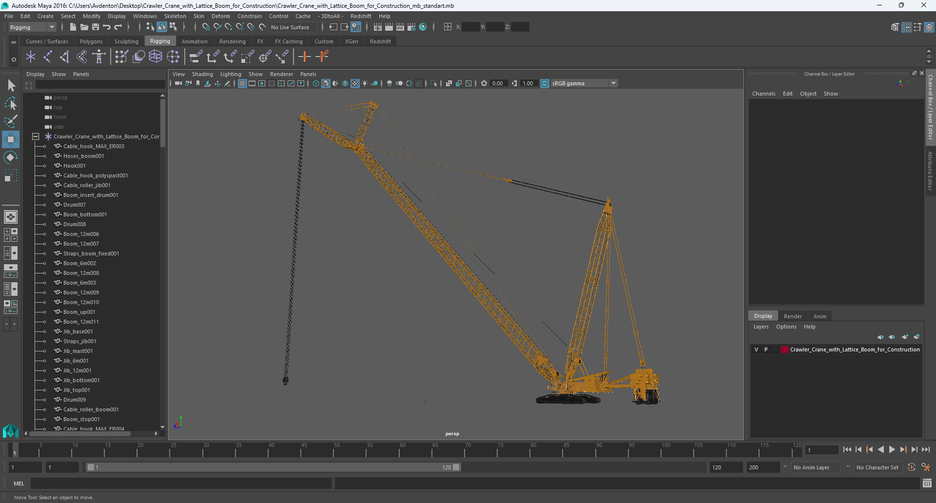 3D Crawler Crane with Lattice Boom for Construction model