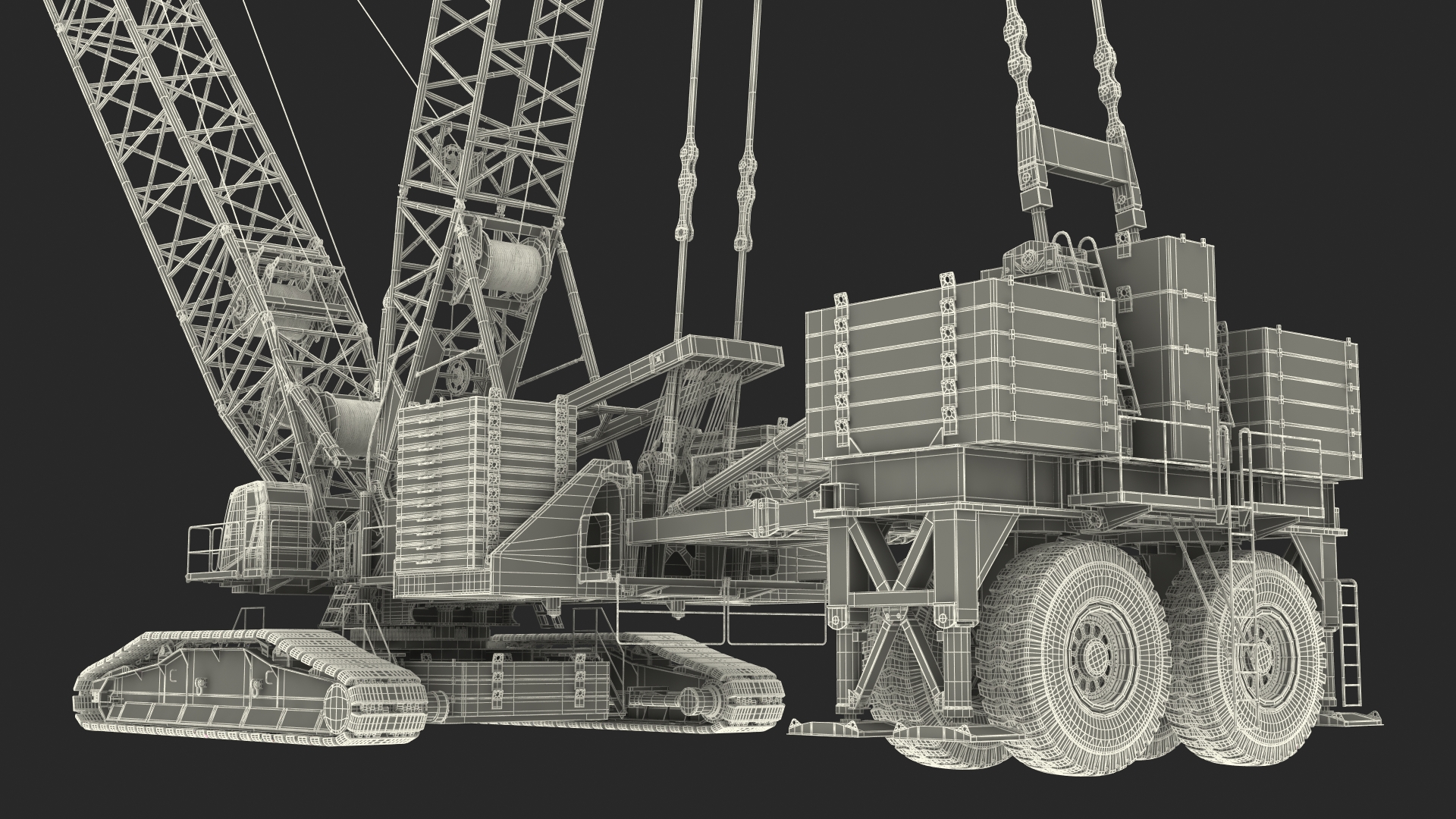 3D Crawler Crane with Lattice Boom for Construction model