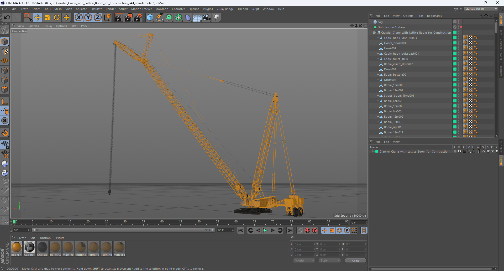 3D Crawler Crane with Lattice Boom for Construction model