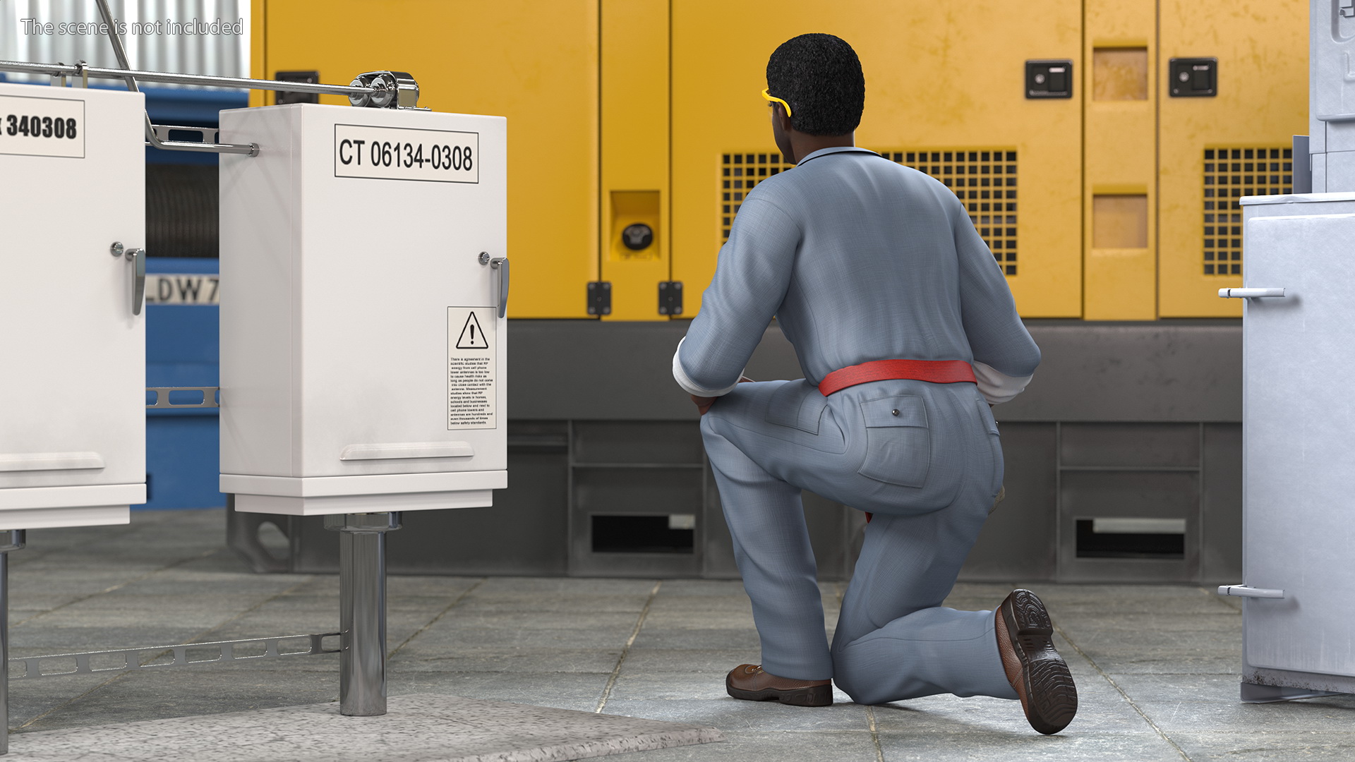 3D Dark Skin Black Man Electrician Rigged model