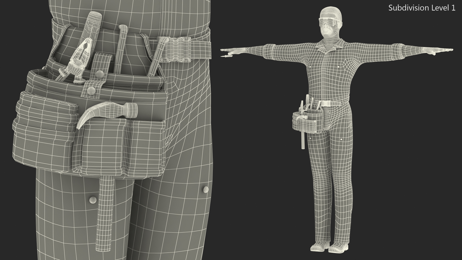 3D Dark Skin Black Man Electrician Rigged model
