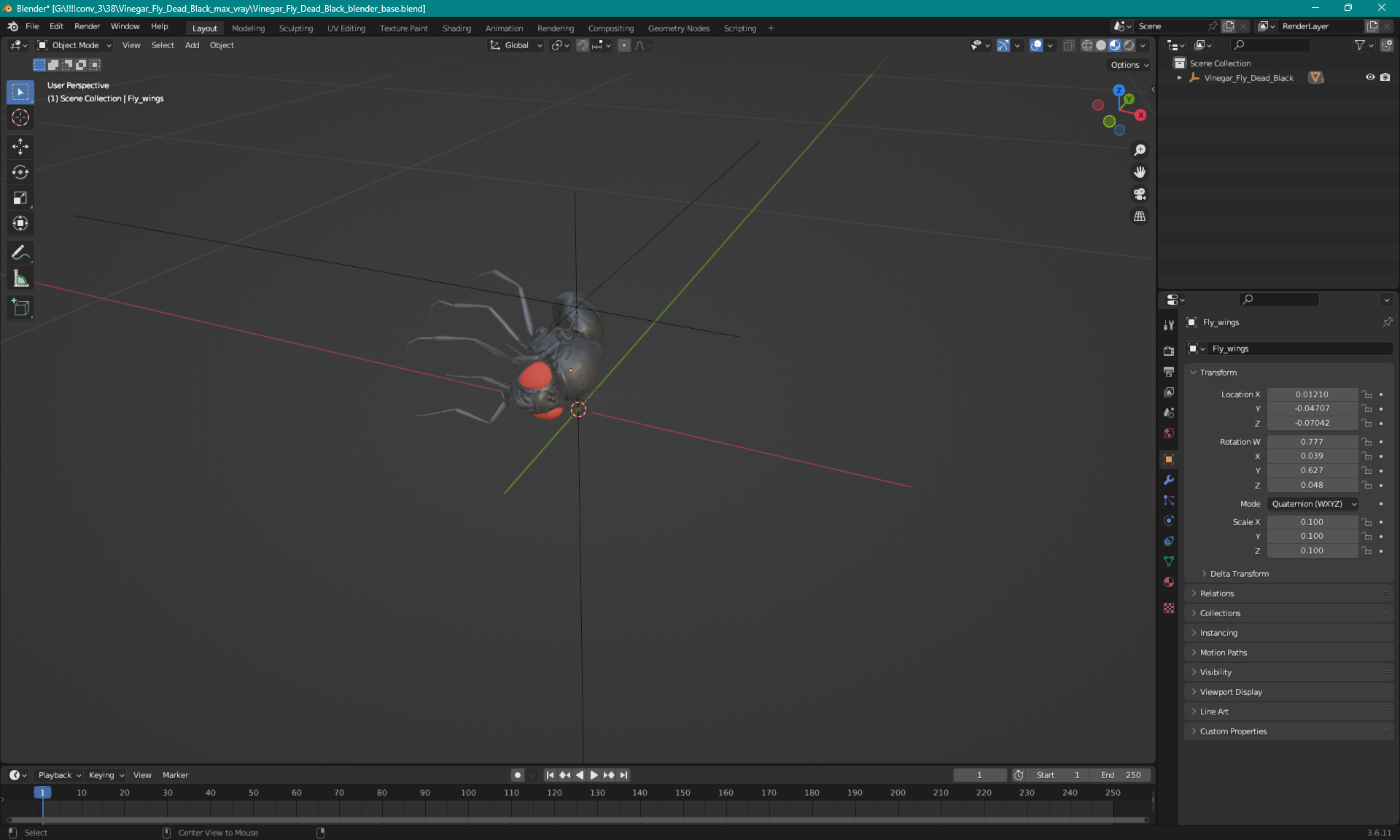 Vinegar Fly Dead Black 3D