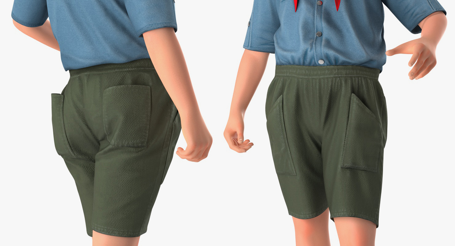 3D model Pioneer Child Boy Standing Pose Fur