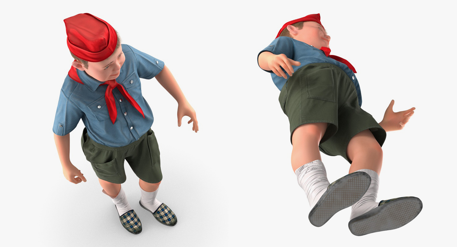 3D model Pioneer Child Boy Standing Pose Fur