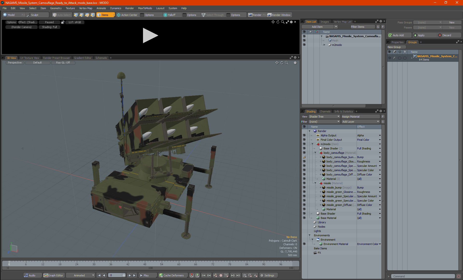 3D NASAMS Missile System Camouflage Ready to Attack model