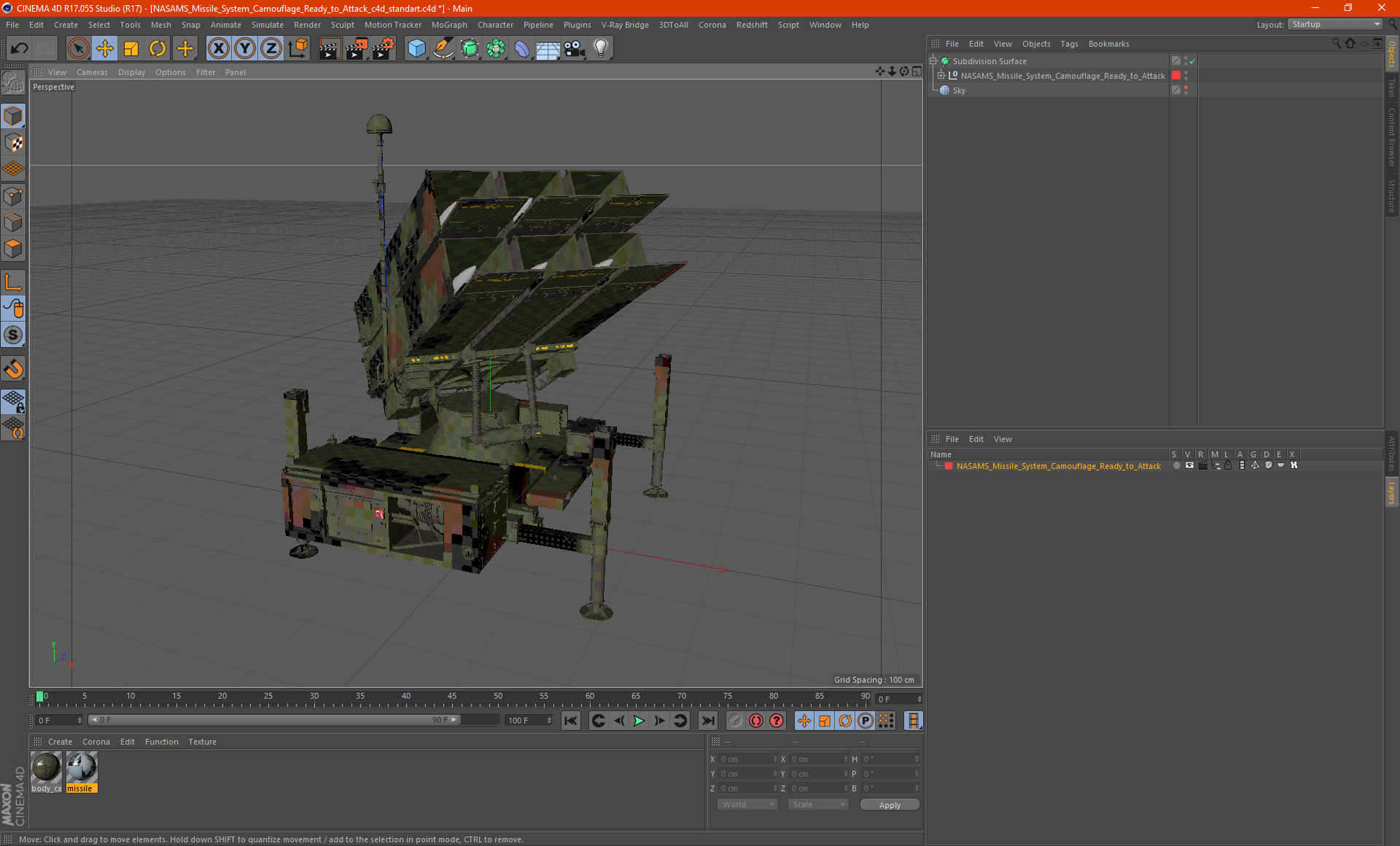 3D NASAMS Missile System Camouflage Ready to Attack model