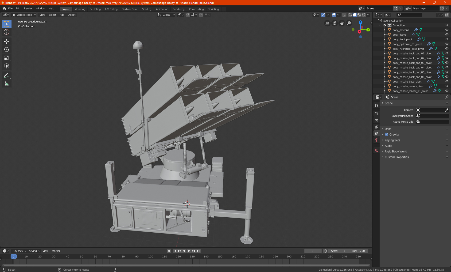 3D NASAMS Missile System Camouflage Ready to Attack model