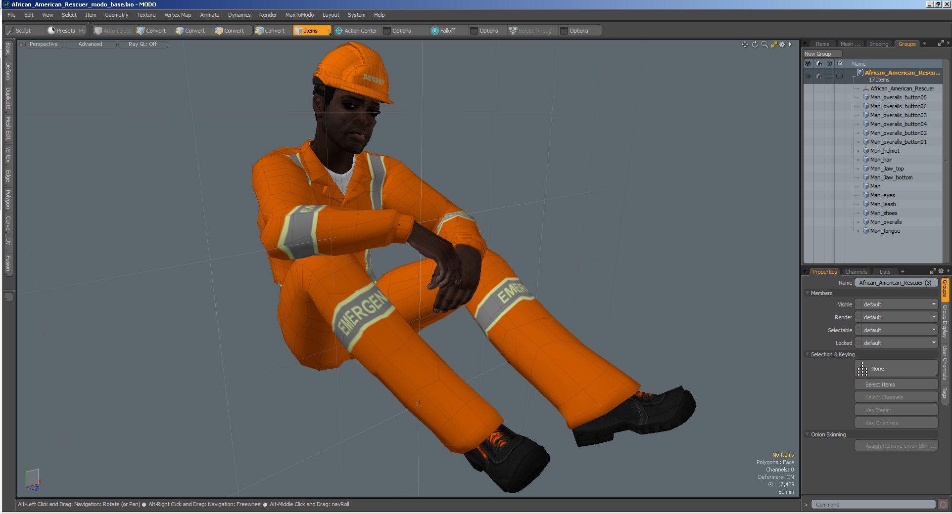 African American Rescuer 3D model