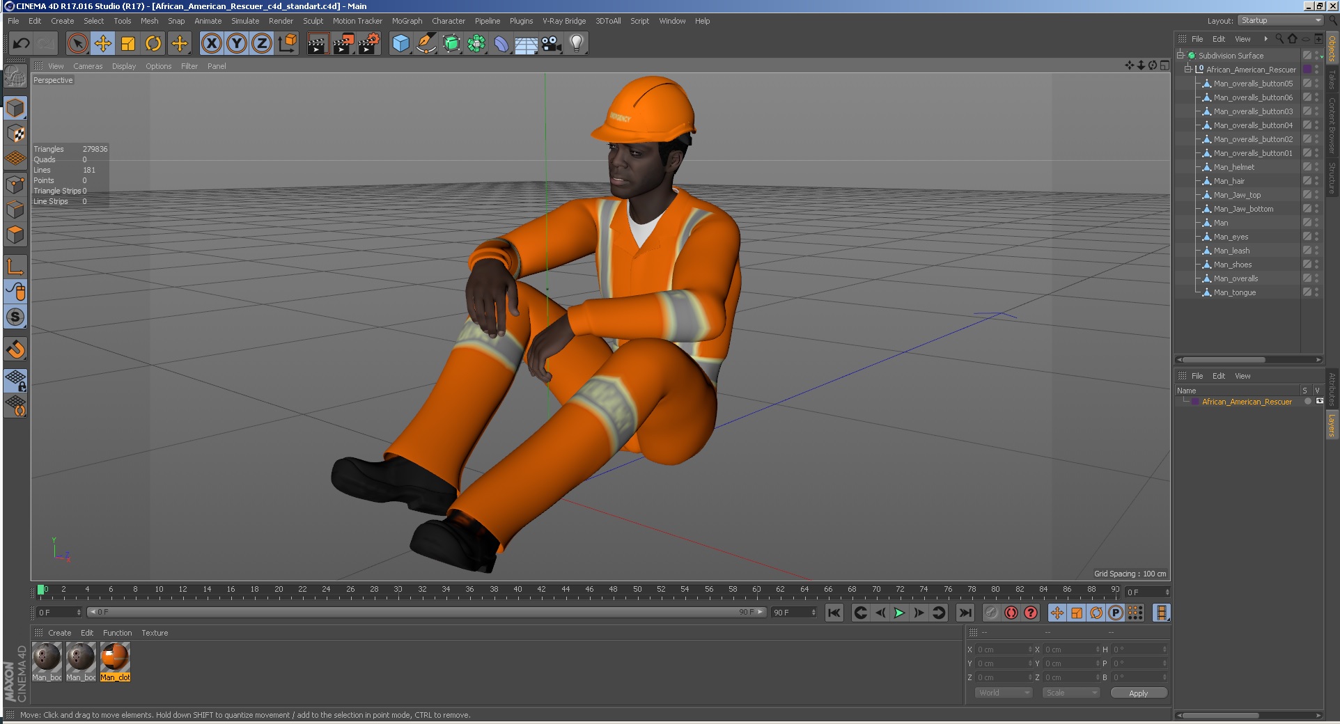 African American Rescuer 3D model