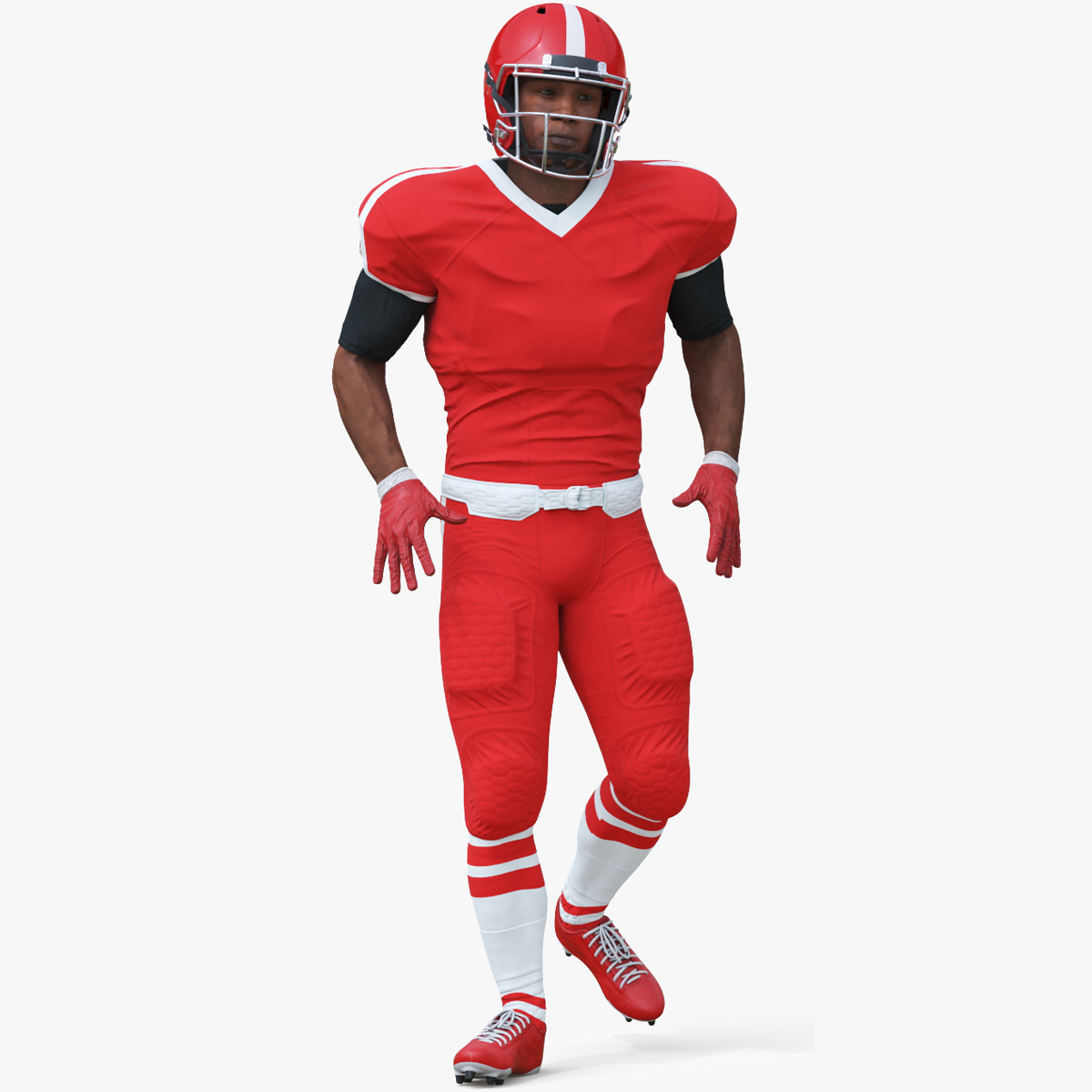 3D Red Uniform Black Man Football Player Rigged for Maya model