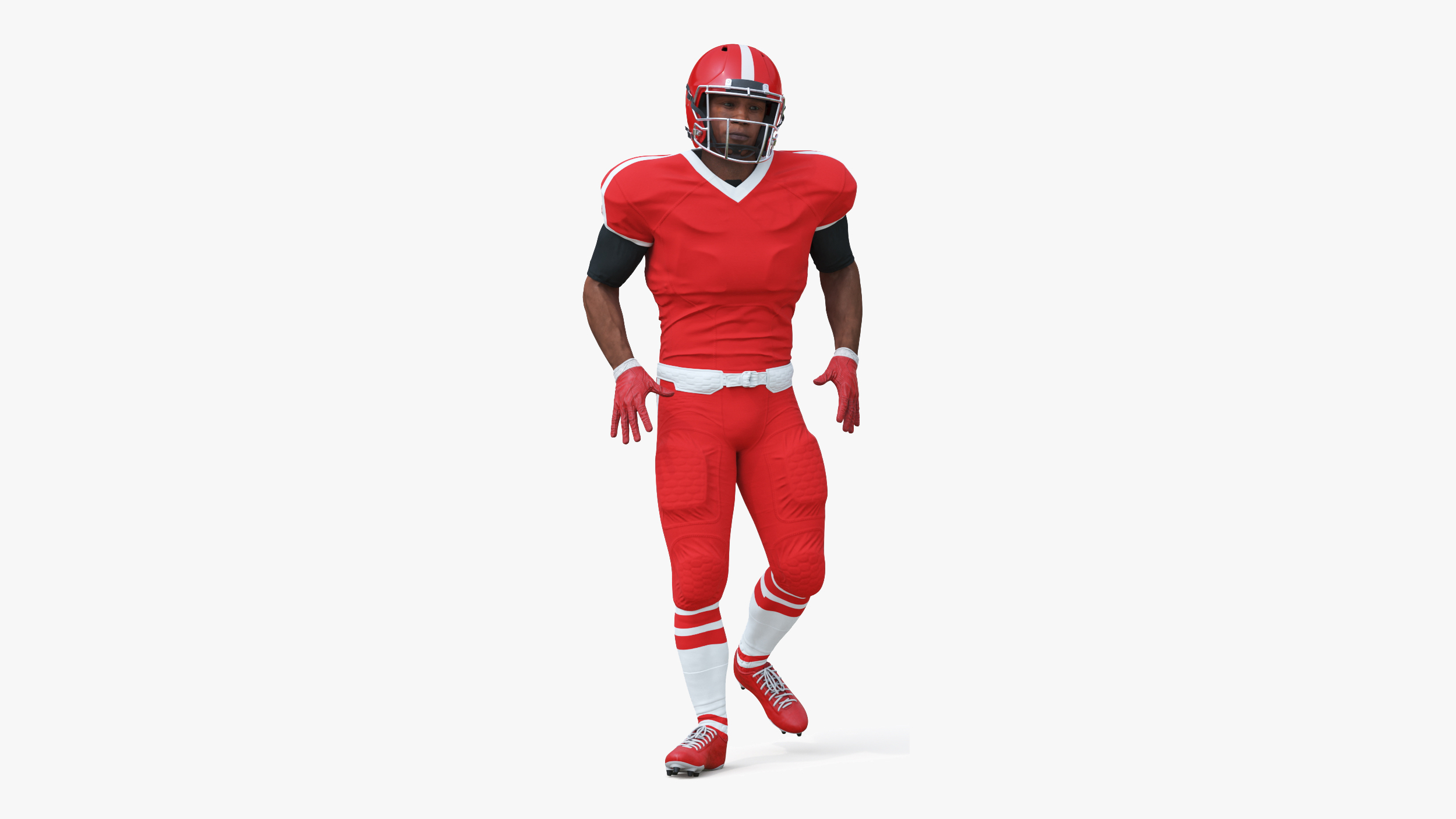 3D Red Uniform Black Man Football Player Rigged for Maya model