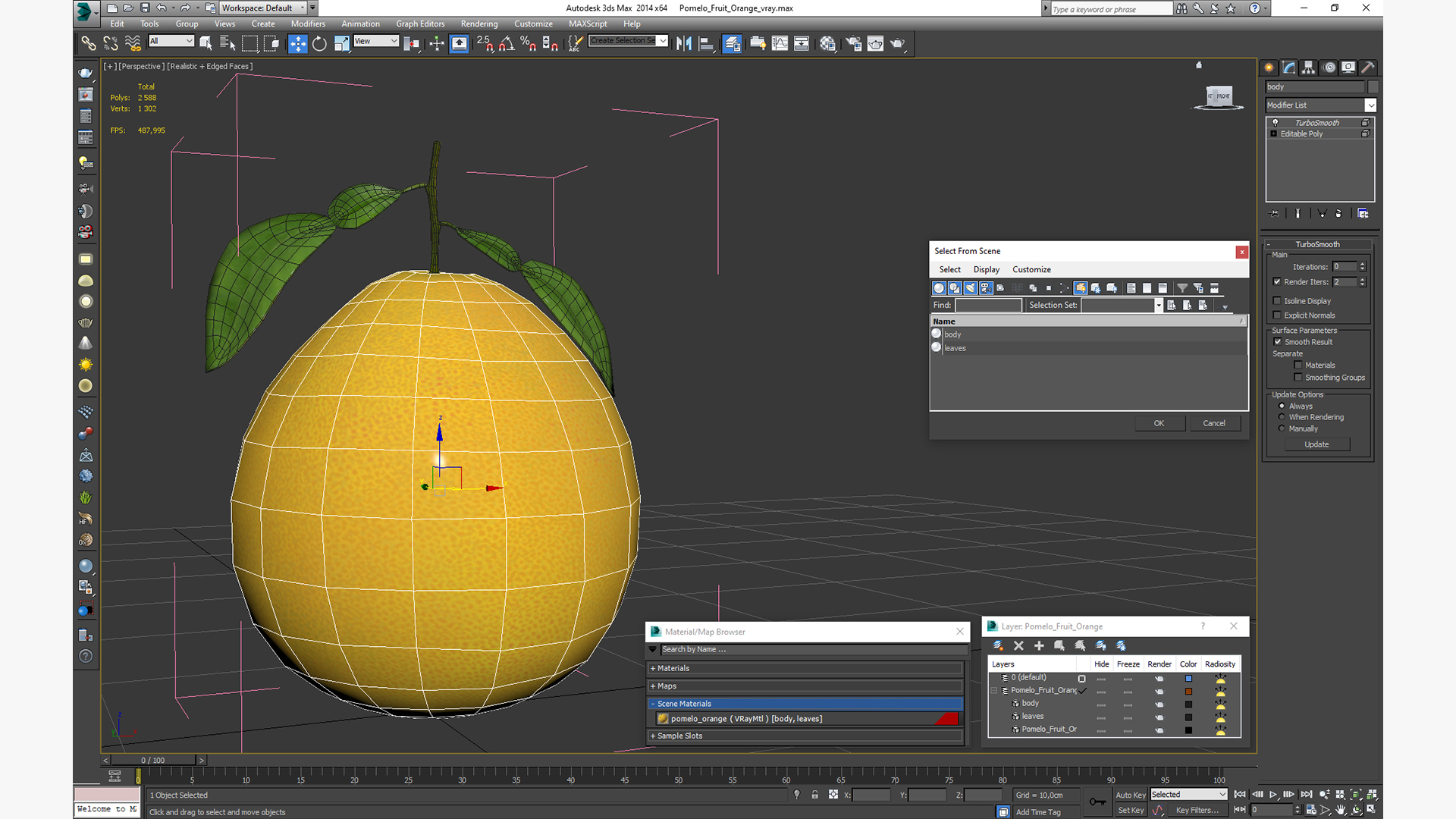 Pomelo Fruit Orange 3D model