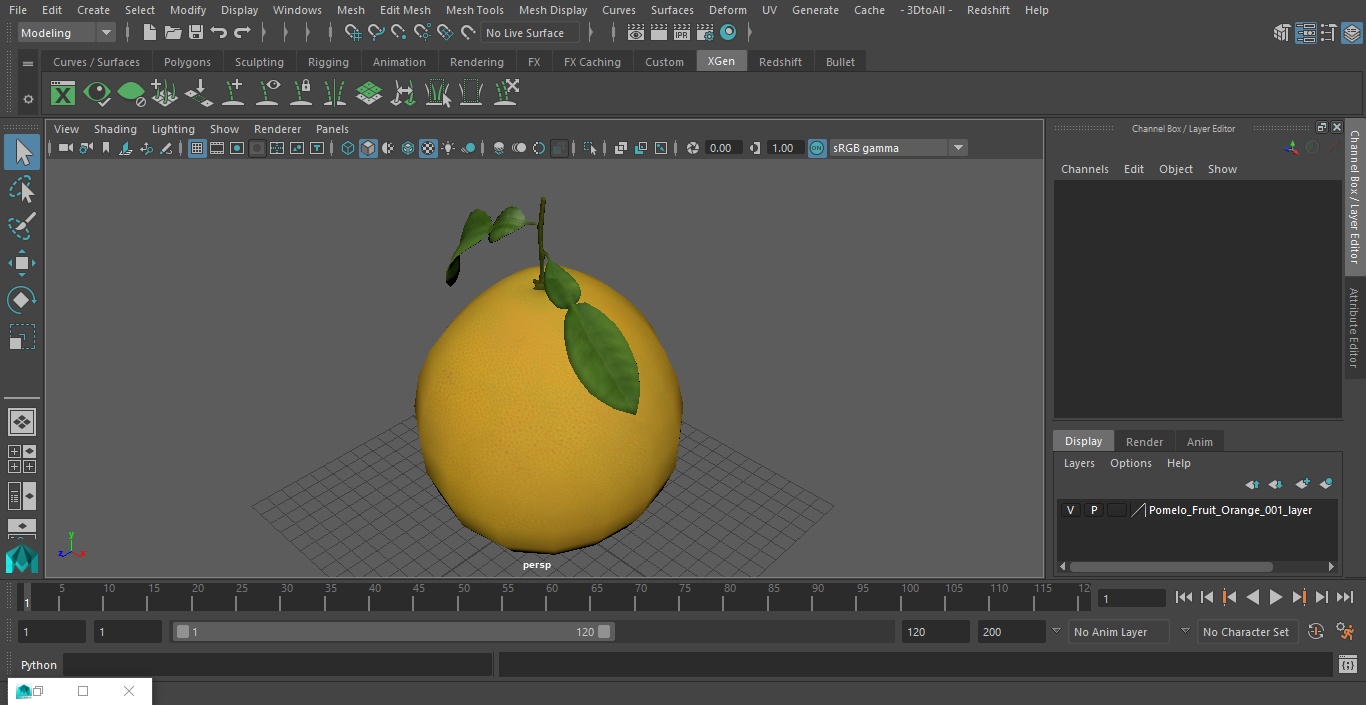 Pomelo Fruit Orange 3D model